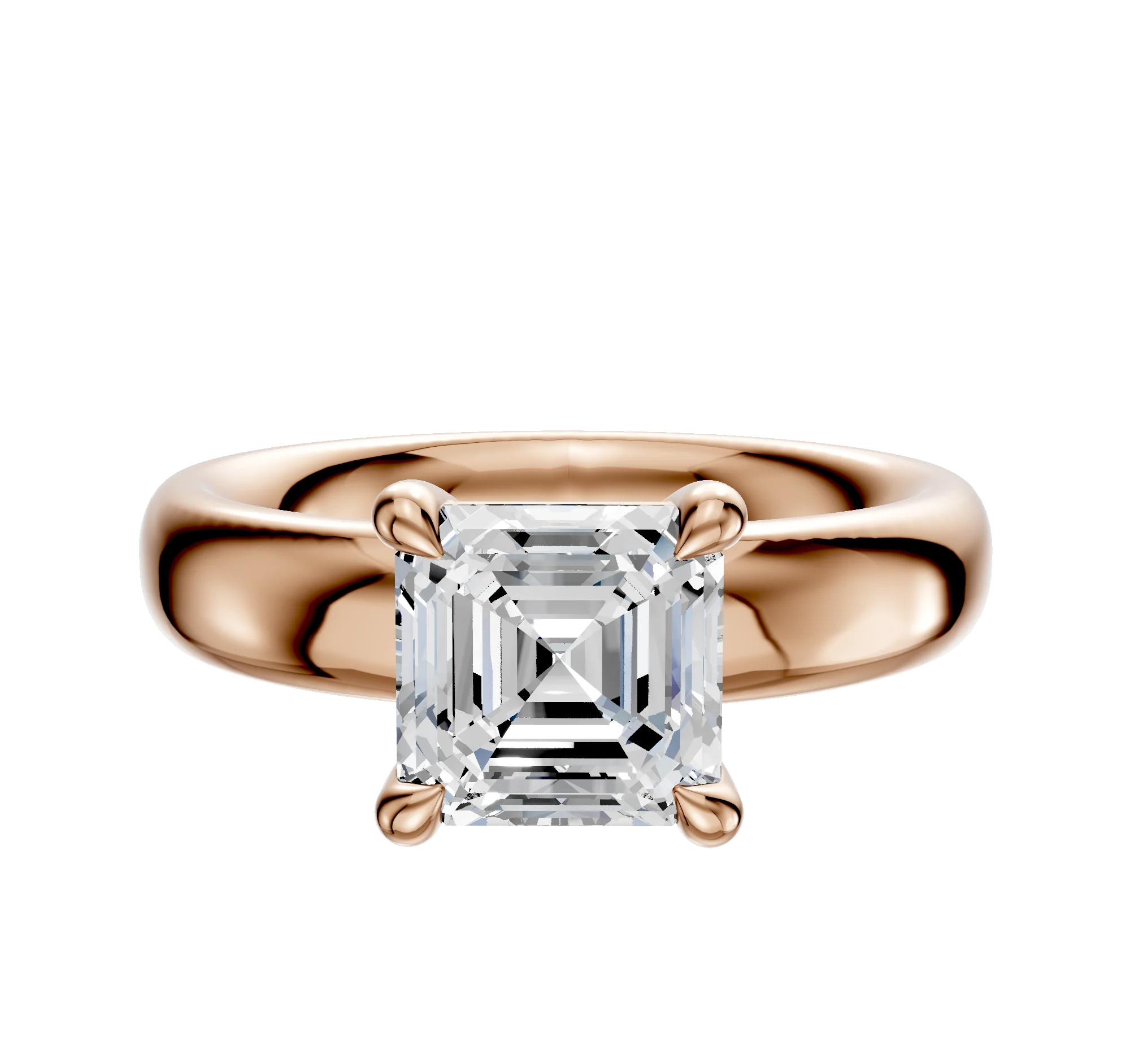 18K Rose Gold 4 Prong Basket Classic Dome 4.0mm Engagement Ring
