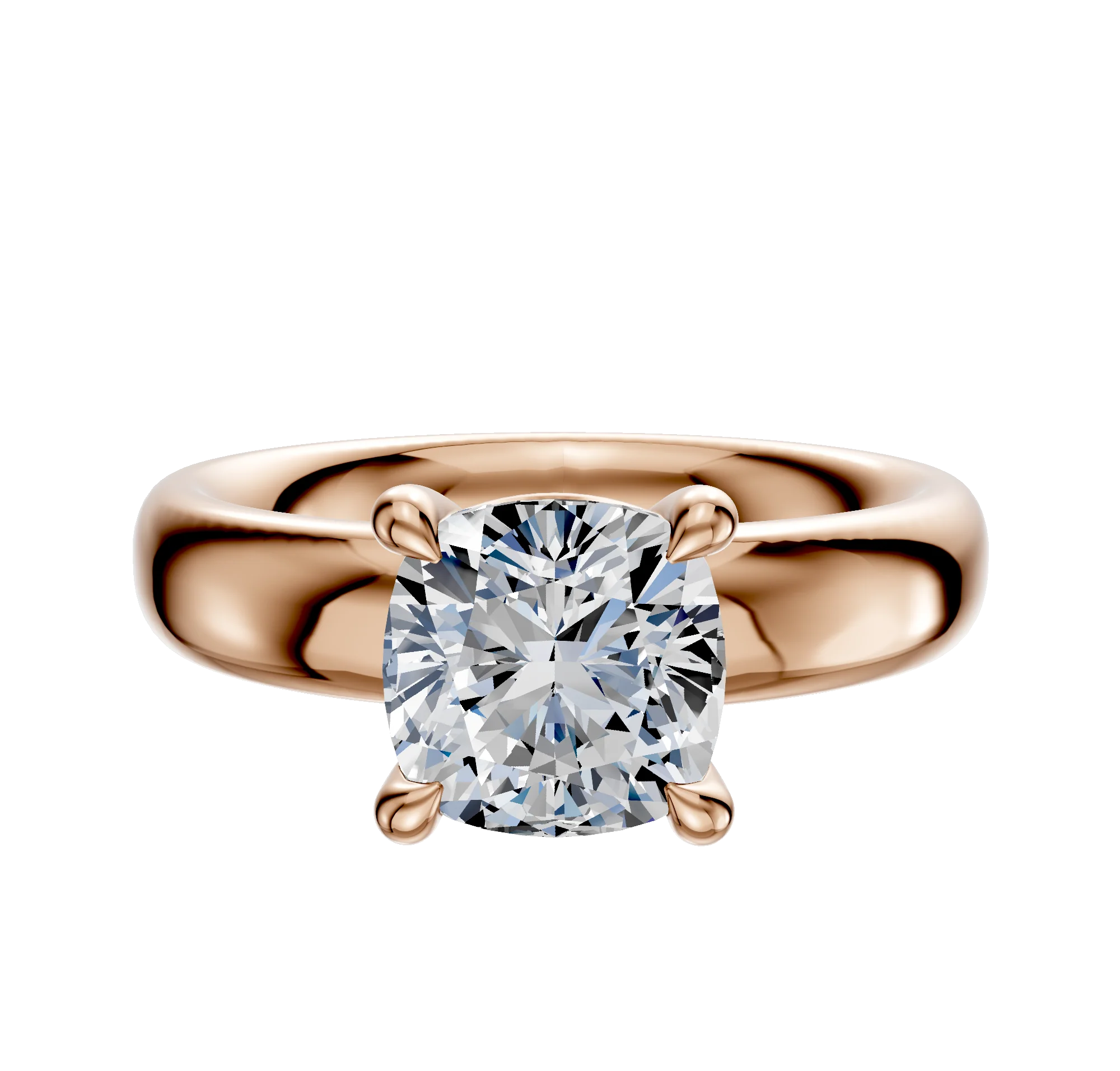 18K Rose Gold 4 Prong Basket Classic Dome 4.0mm Engagement Ring
