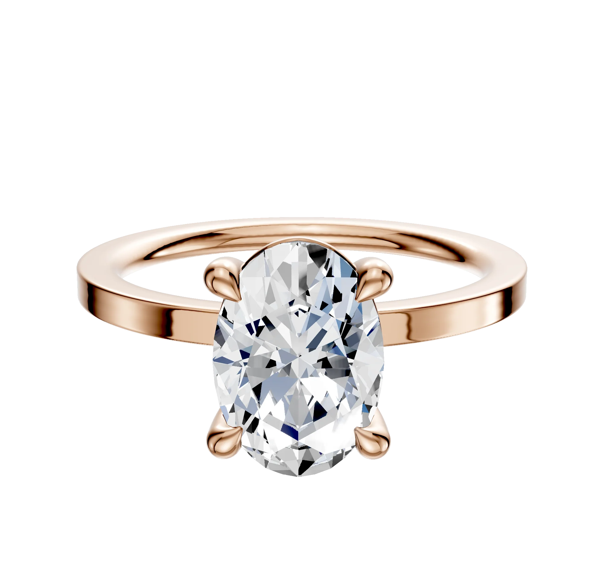 18K Rose Gold 4 Prong Basket Classic Flat 1.5mm Engagement Ring