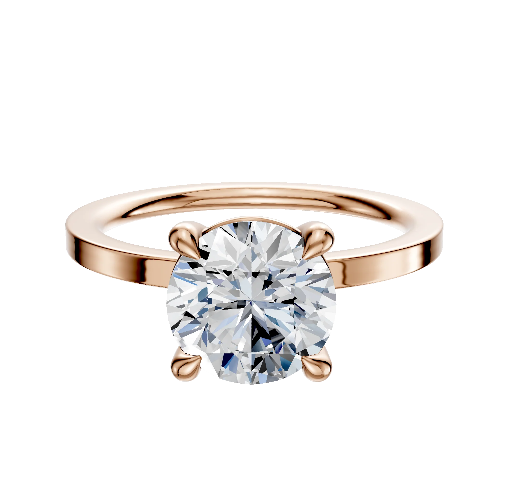 18K Rose Gold 4 Prong Basket Classic Flat 1.5mm Engagement Ring