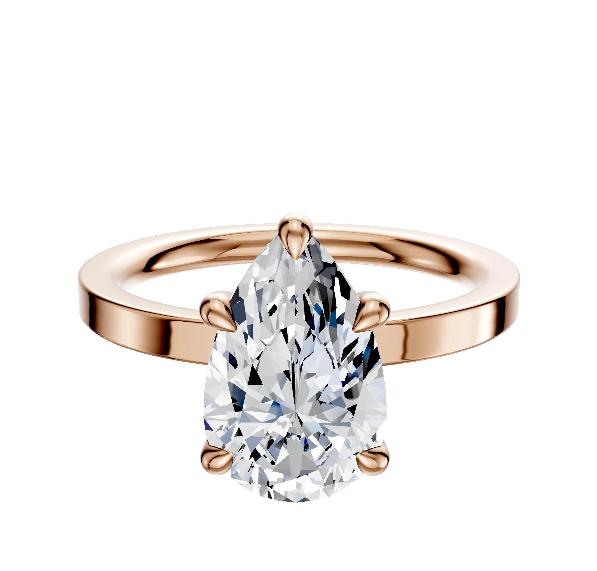 18K Rose Gold 4 Prong Basket Classic Flat 2.0mm Engagement Ring