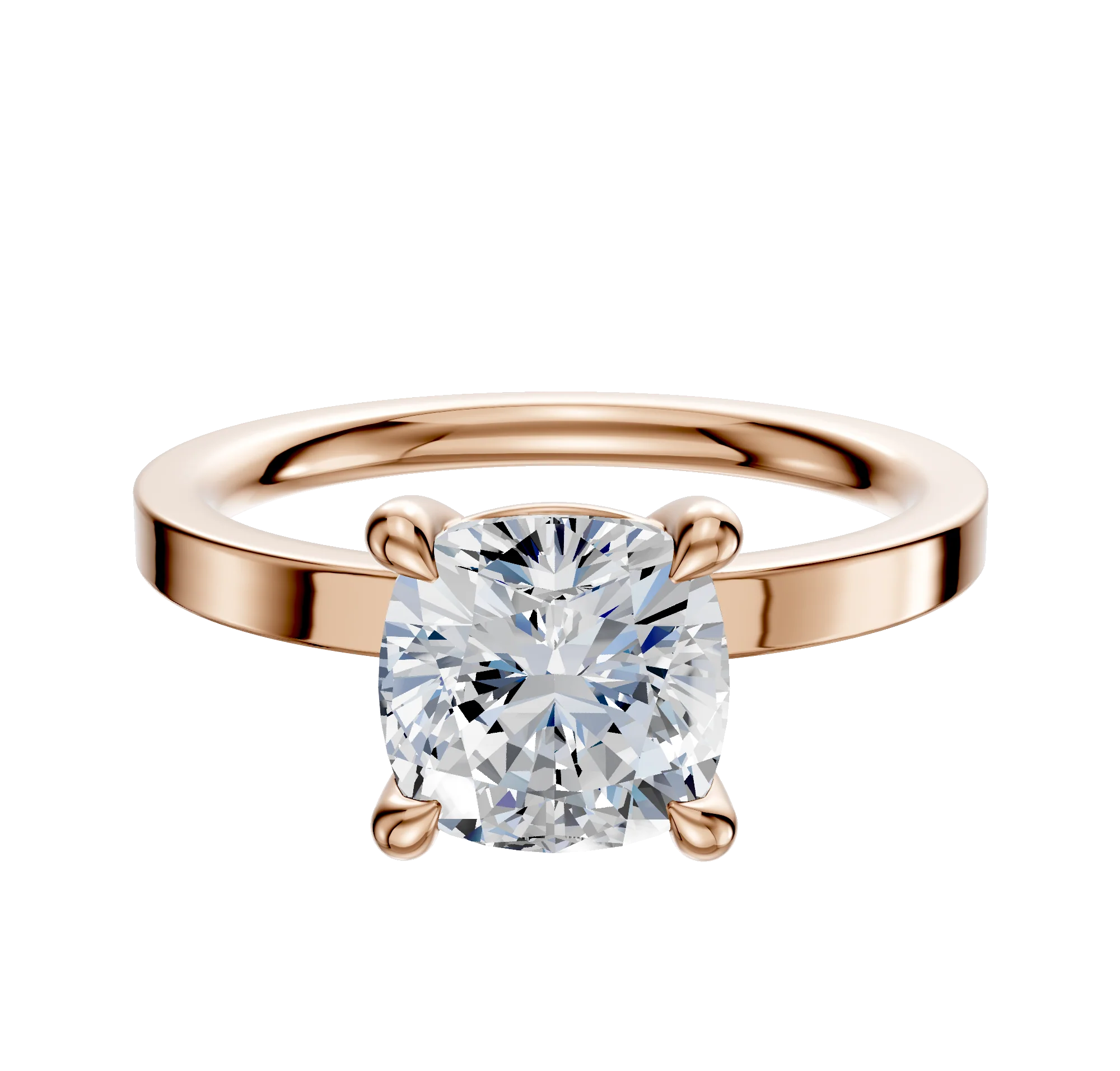 18K Rose Gold 4 Prong Basket Classic Flat 2.0mm Engagement Ring