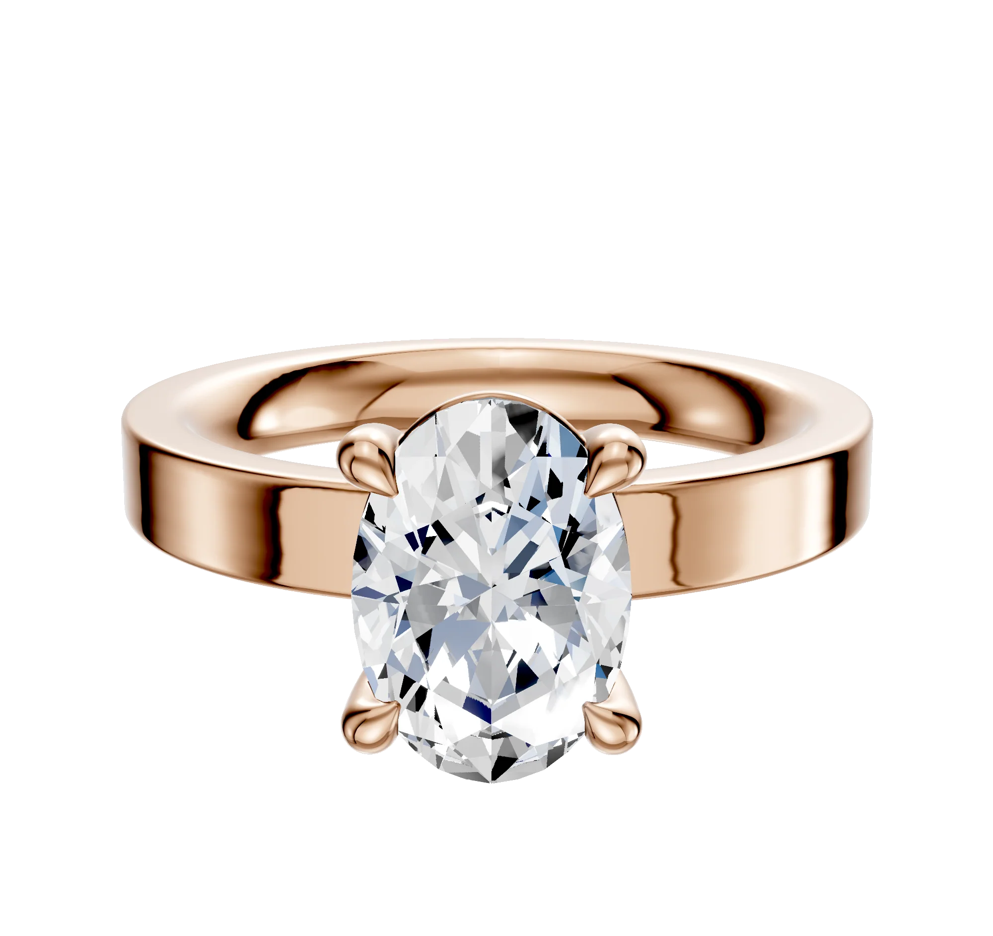 18K Rose Gold 4 Prong Basket Classic Flat 3.0mm Engagement Ring