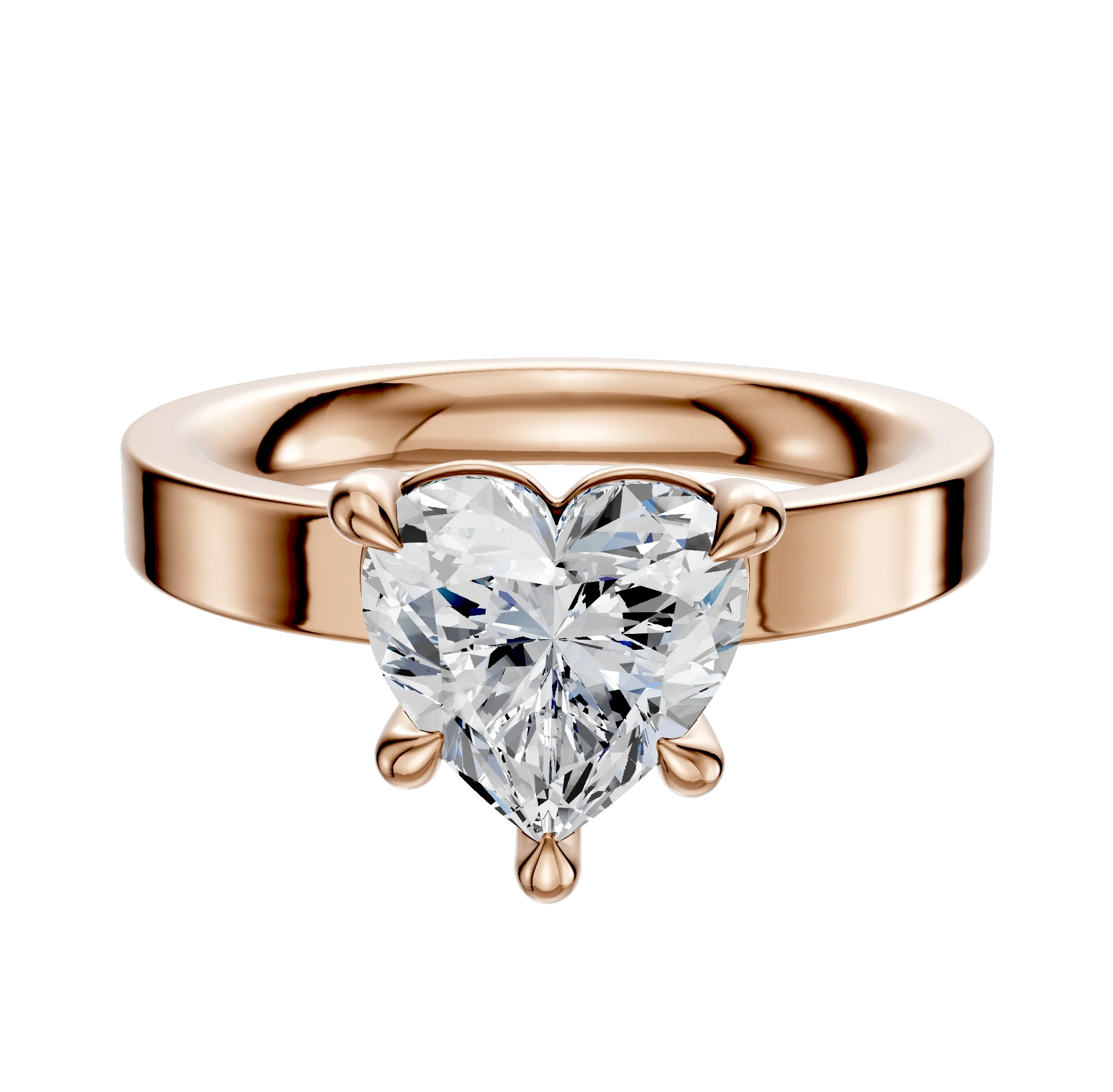 18K Rose Gold 4 Prong Basket Classic Flat 3.0mm Engagement Ring