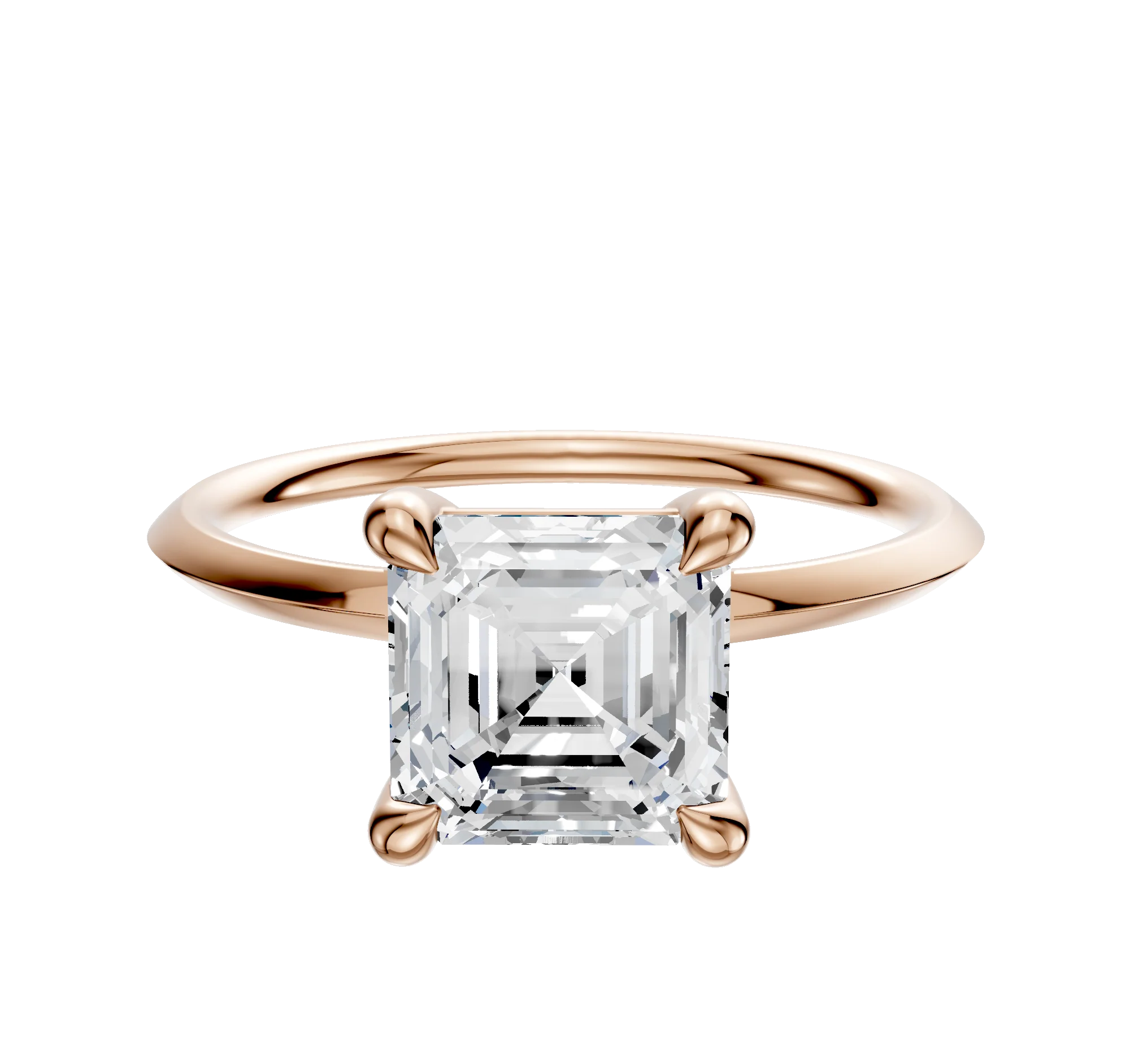 18K Rose Gold 4 Prong Basket Classic Knife Edge 1.5mm Engagement Ring