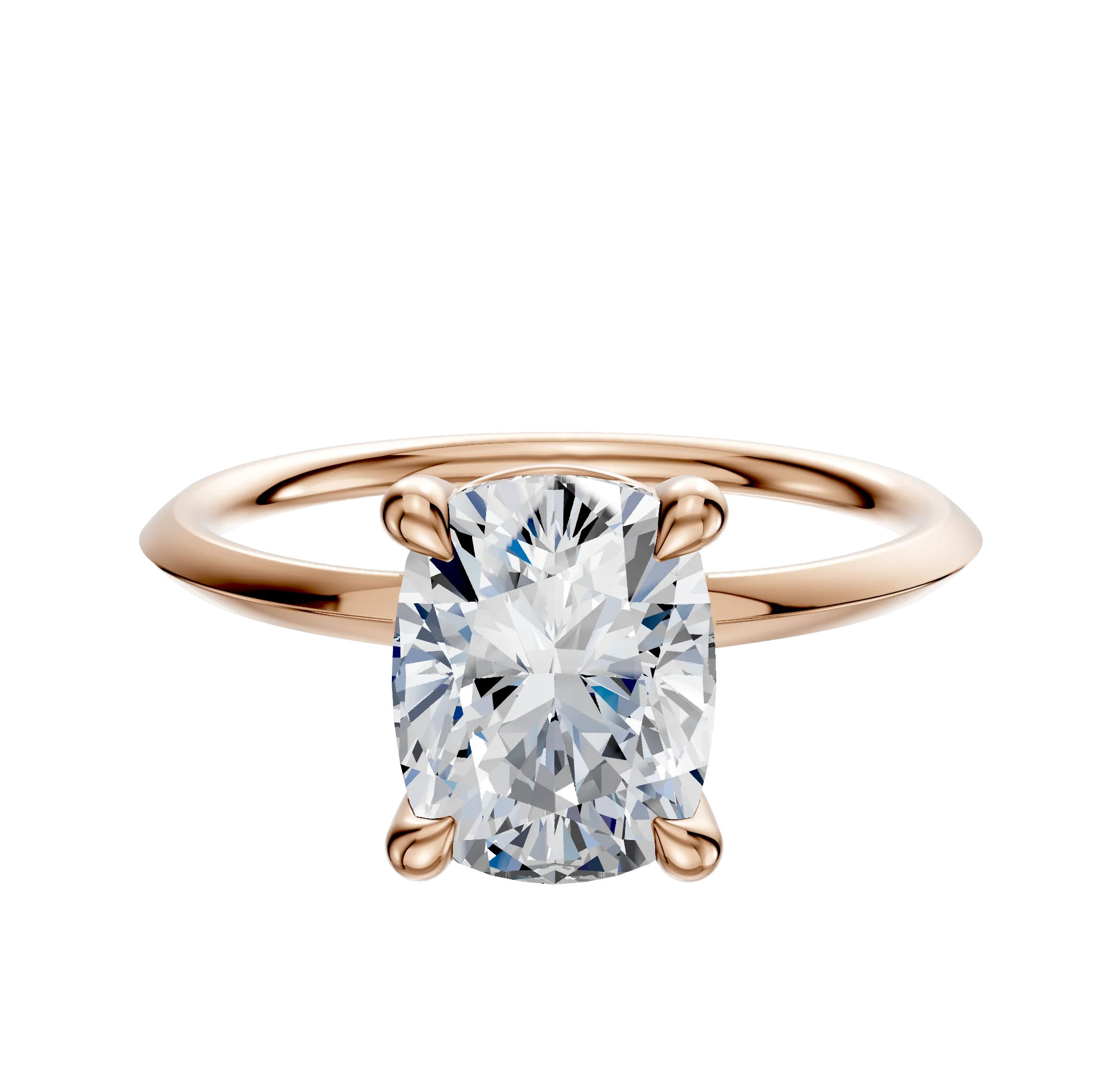 18K Rose Gold 4 Prong Basket Classic Knife Edge 1.5mm Engagement Ring