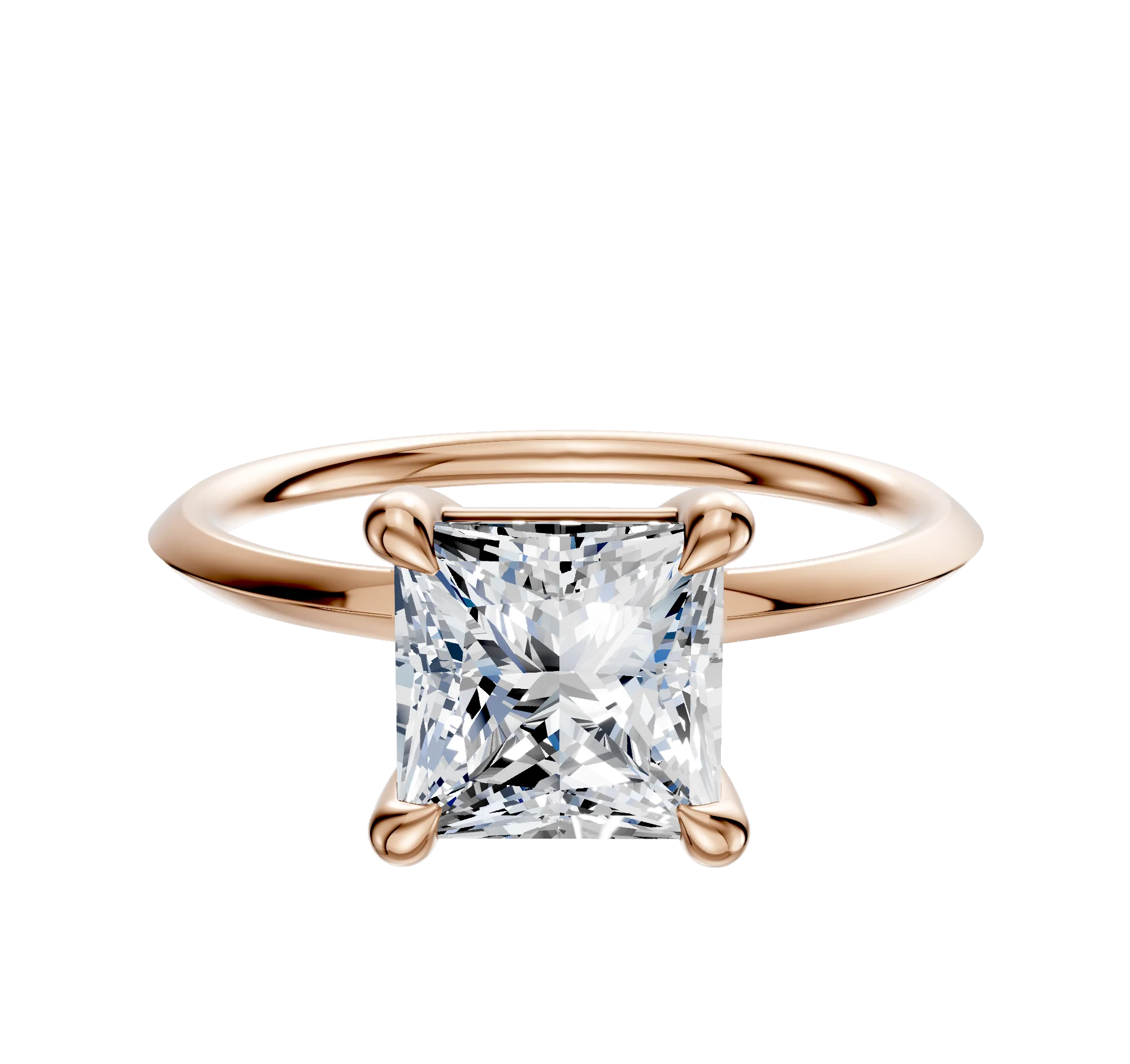 18K Rose Gold 4 Prong Basket Classic Knife Edge 1.5mm Engagement Ring