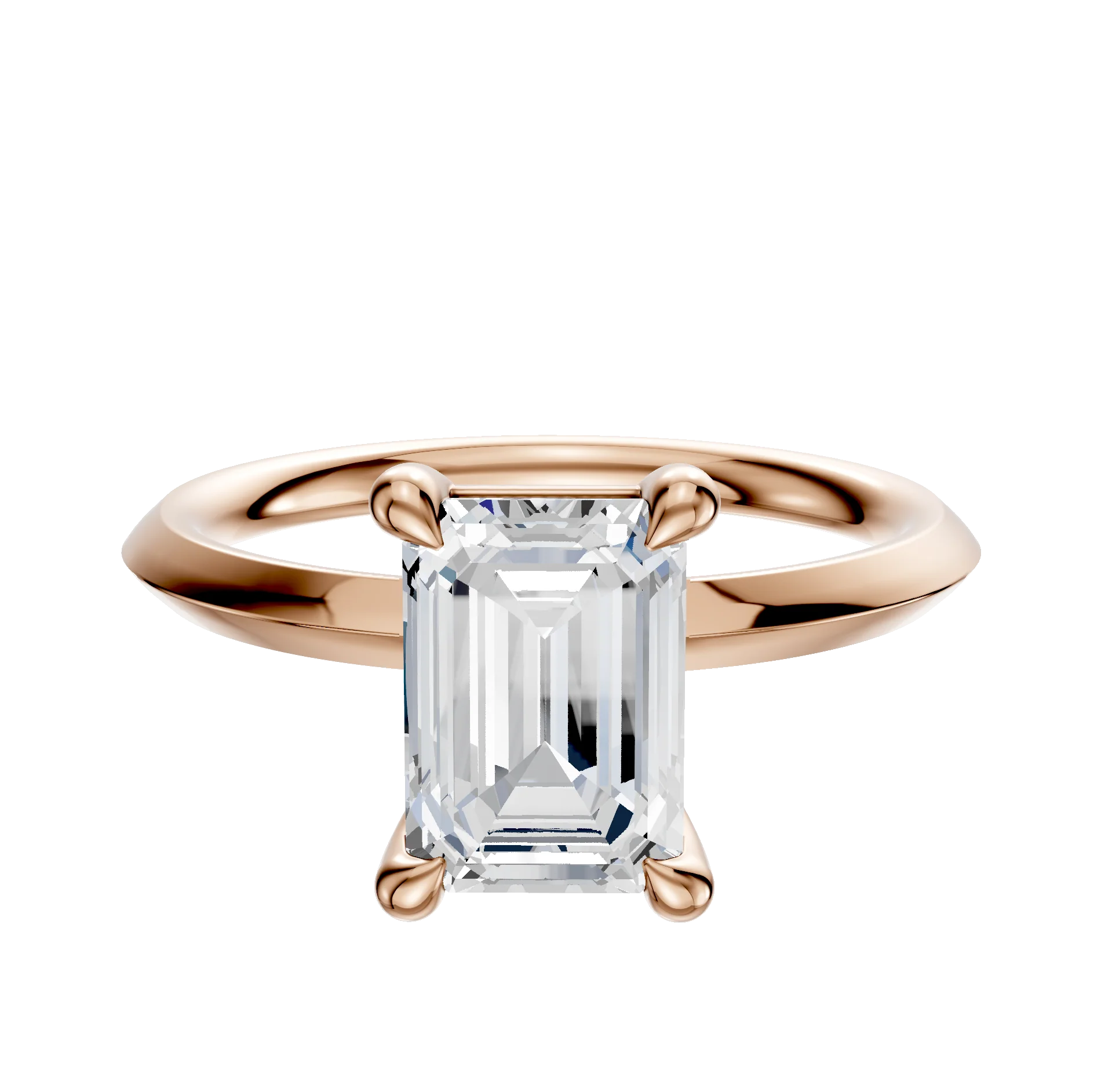 18K Rose Gold 4 Prong Basket Classic Knife Edge 2.0mm Engagement Ring