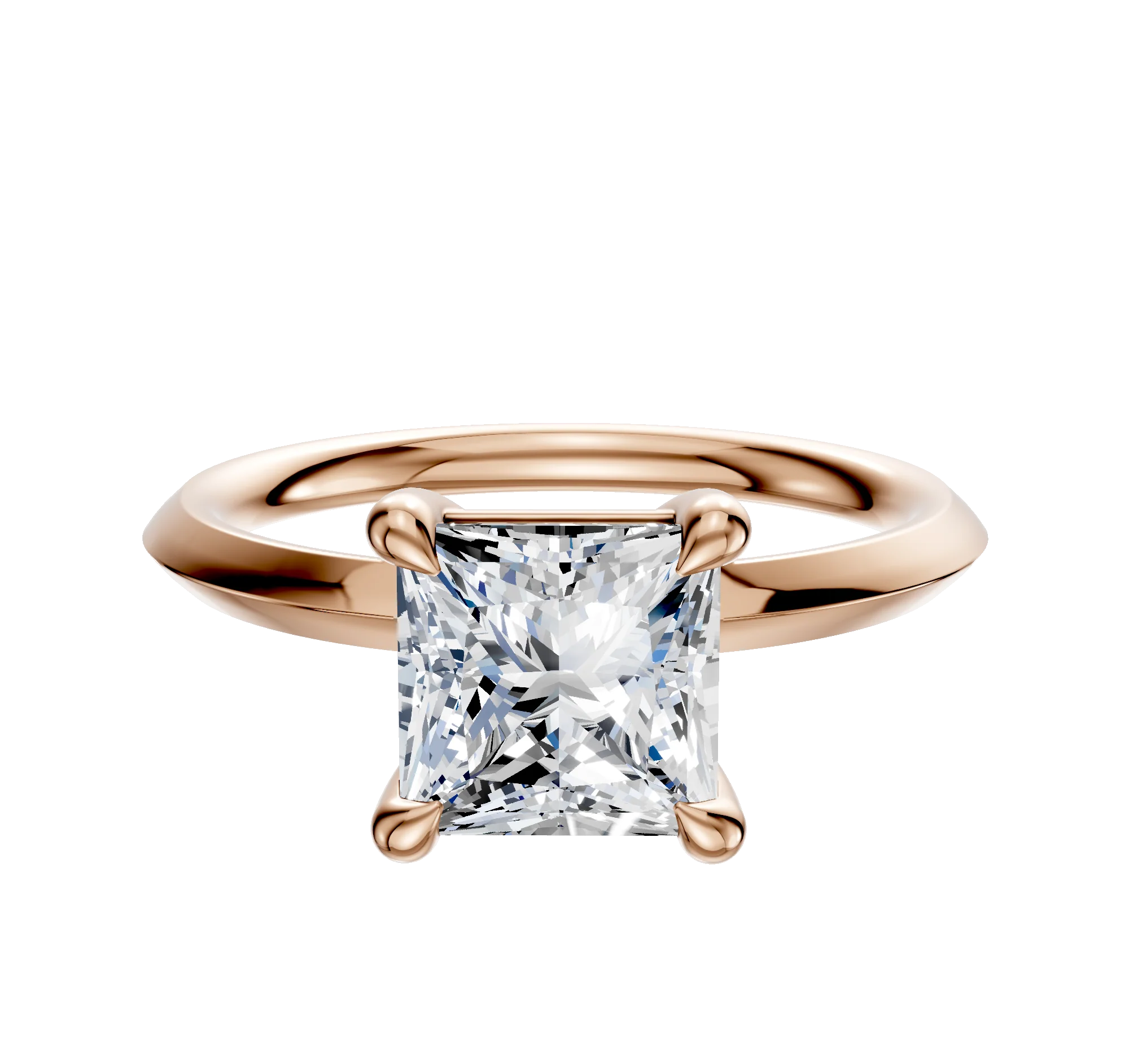 18K Rose Gold 4 Prong Basket Classic Knife Edge 2.0mm Engagement Ring