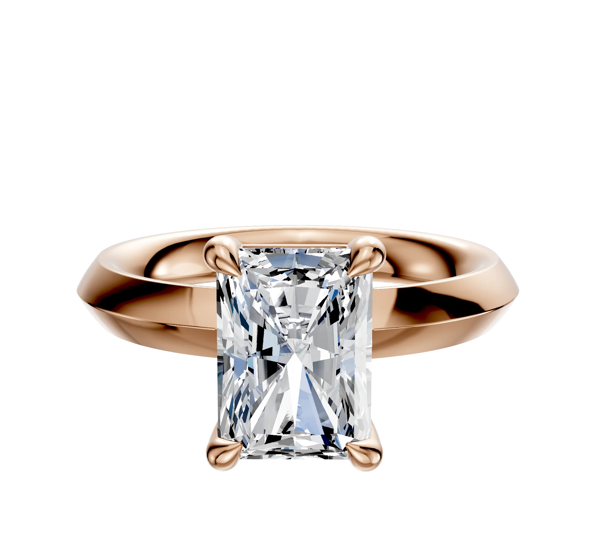 18K Rose Gold 4 Prong Basket Classic Knife Edge 3.0mm Engagement Ring