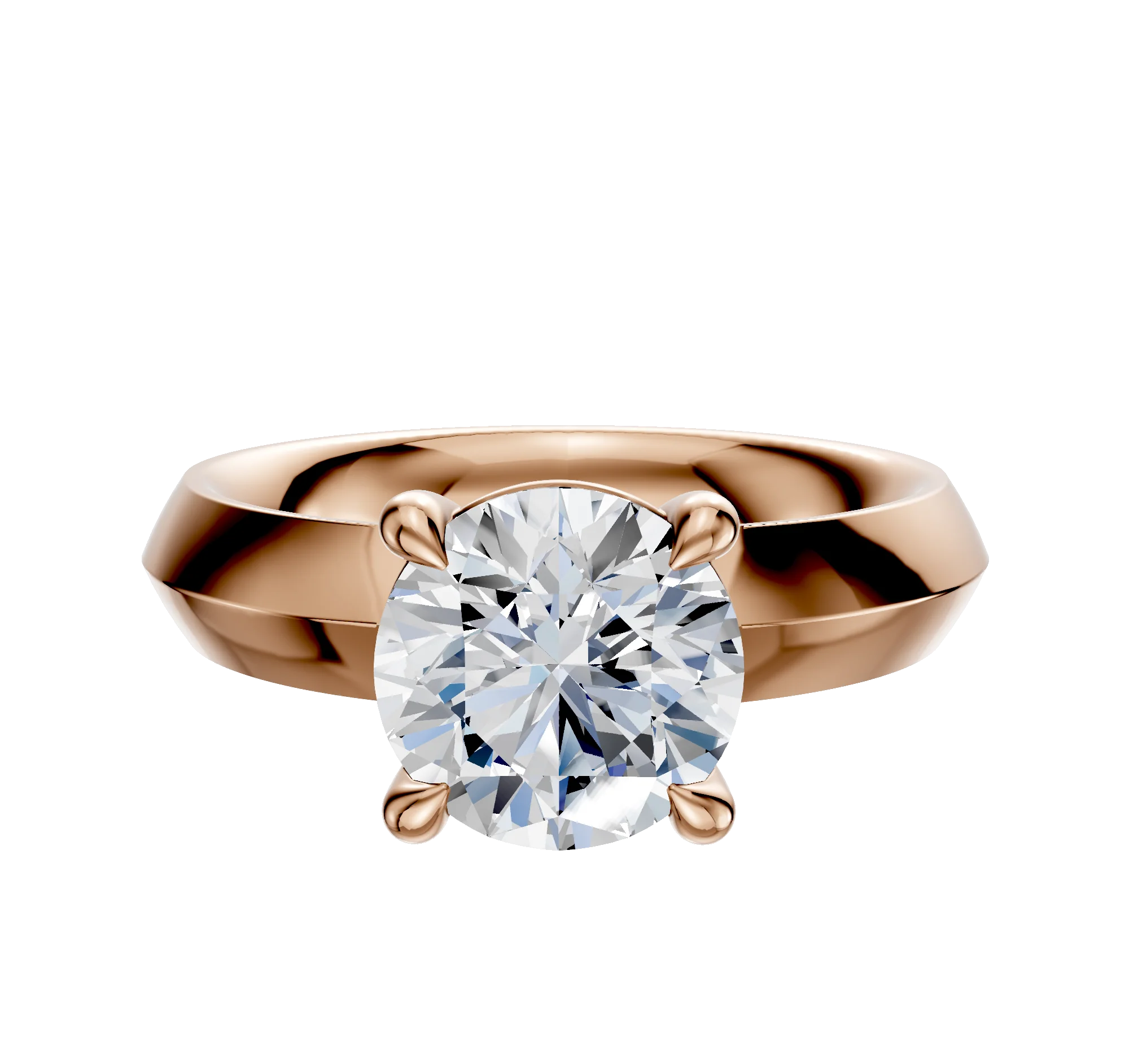 18K Rose Gold 4 Prong Basket Classic Knife Edge 4.0mm Engagement Ring