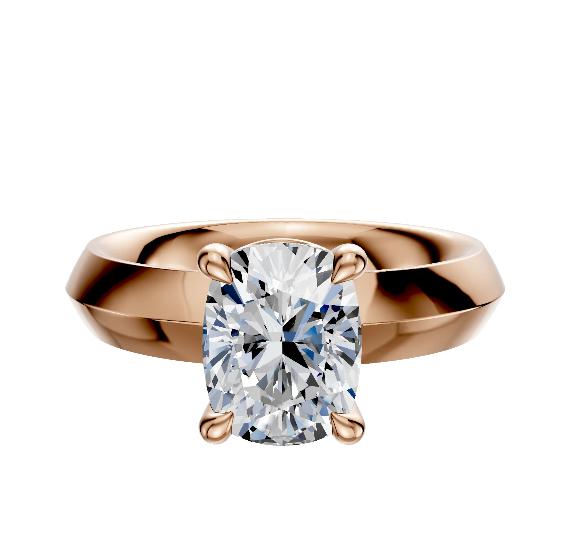 18K Rose Gold 4 Prong Basket Classic Knife Edge 4.0mm Engagement Ring