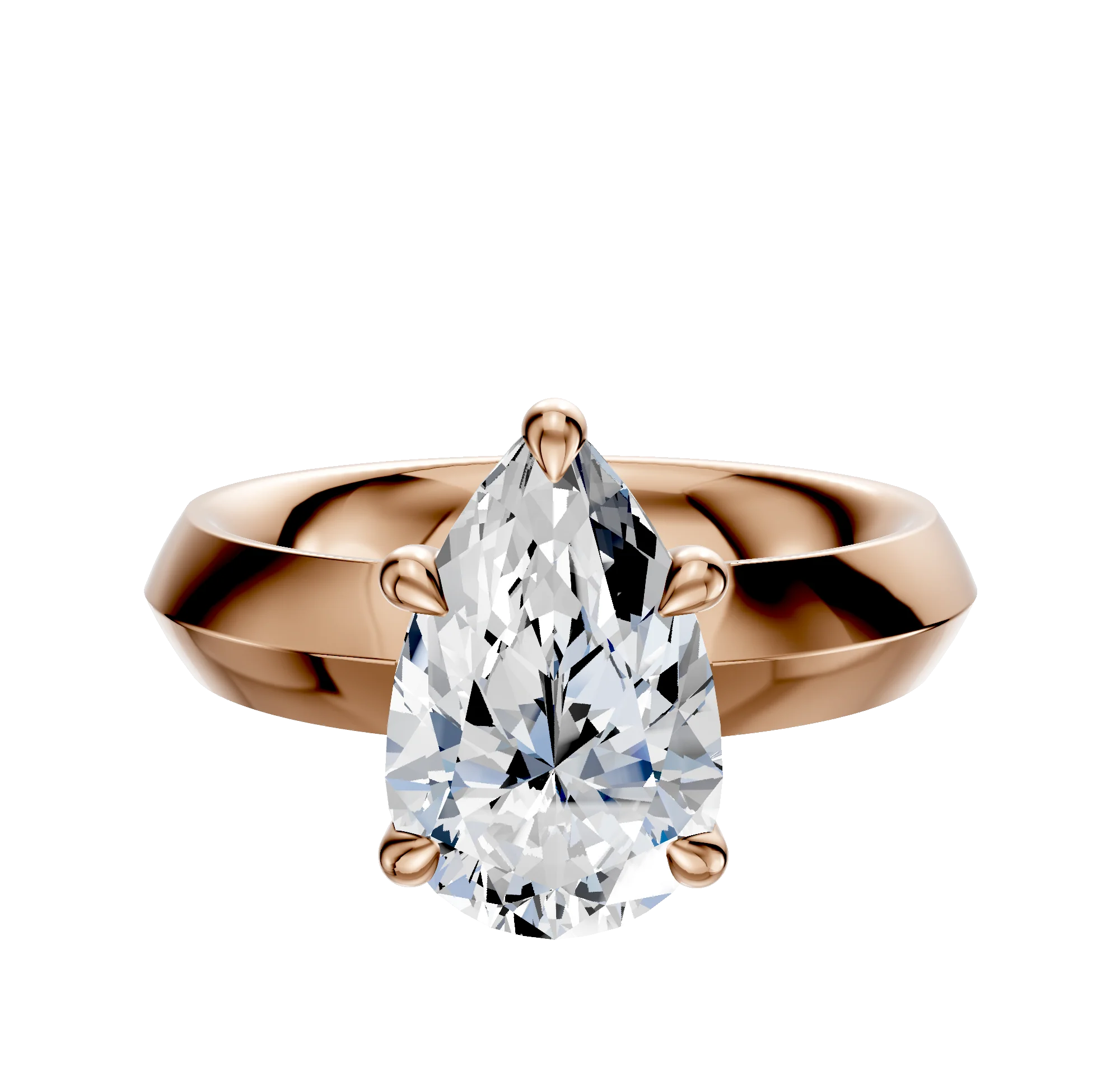 18K Rose Gold 4 Prong Basket Classic Knife Edge 4.0mm Engagement Ring