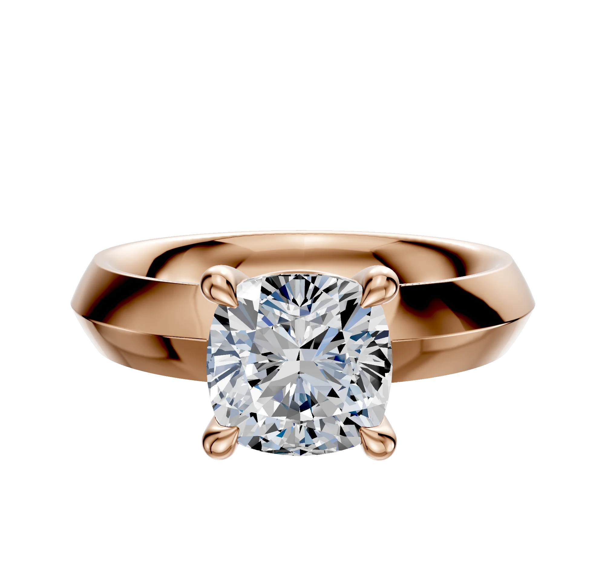 18K Rose Gold 4 Prong Basket Classic Knife Edge 4.0mm Engagement Ring