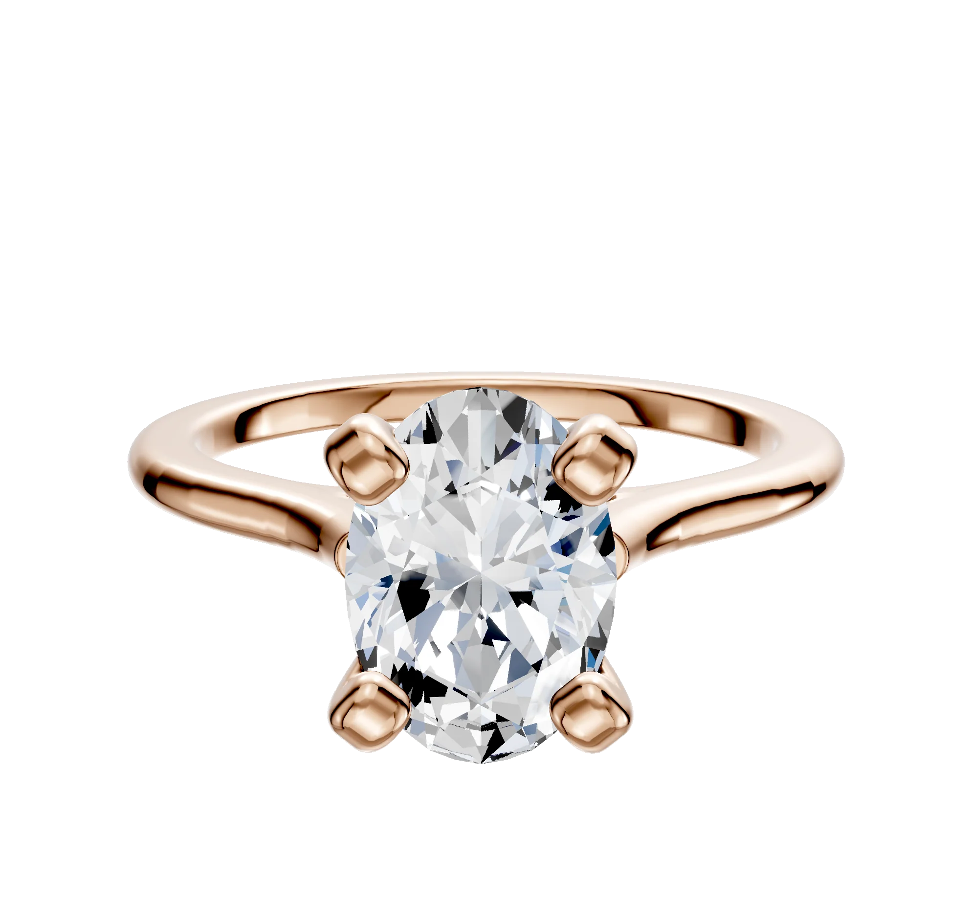 18K Rose Gold 4 Prong Cathedral Dome 1.5mm Engagement Ring