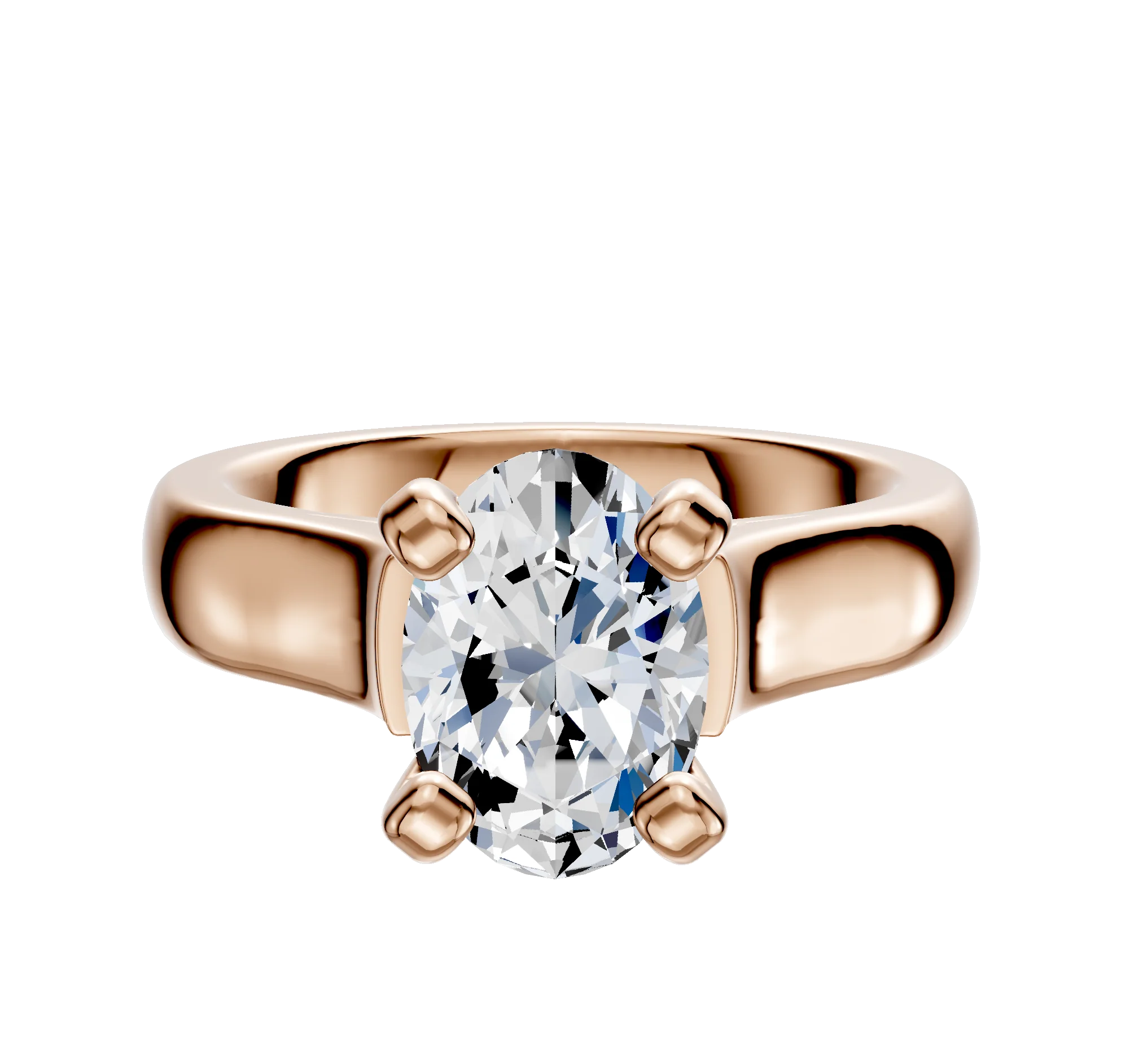 18K Rose Gold 4 Prong Cathedral Dome 4.0mm Engagement Ring