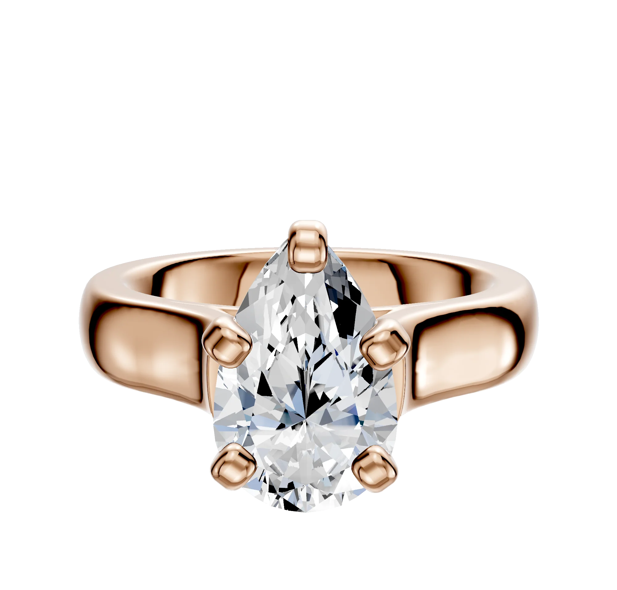 18K Rose Gold 4 Prong Cathedral Dome 4.0mm Engagement Ring
