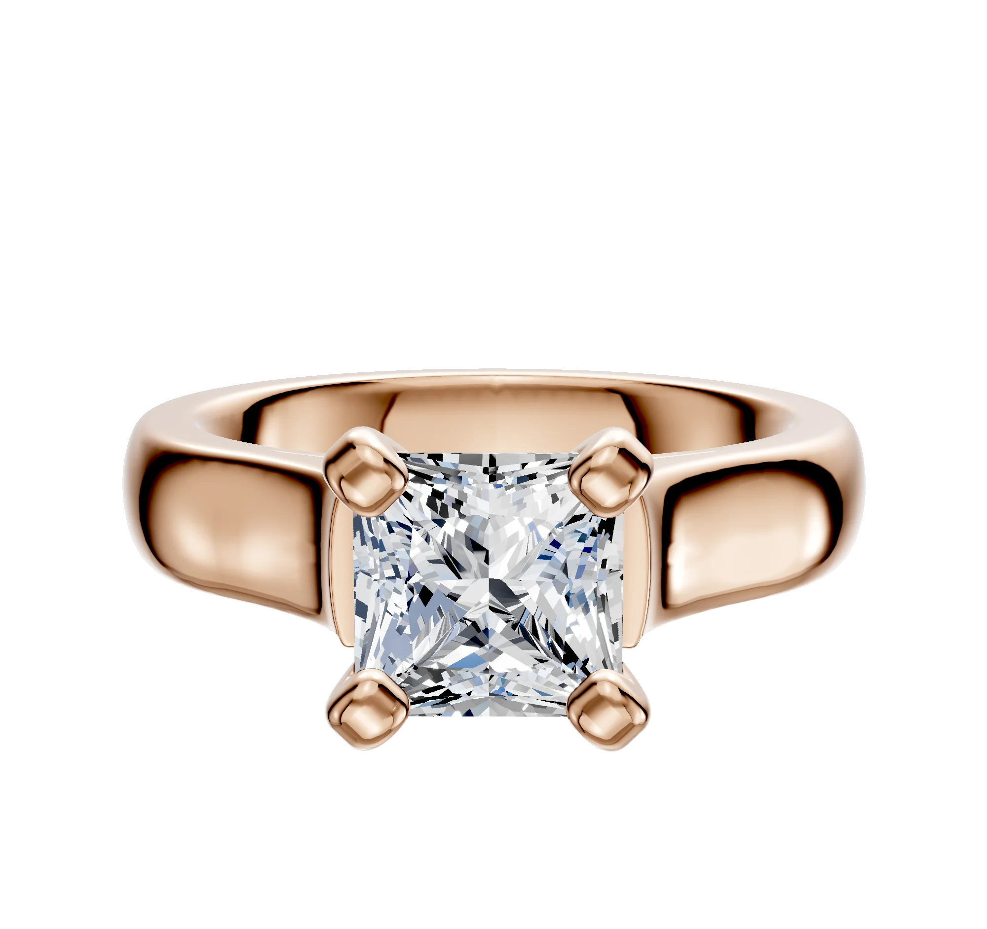 18K Rose Gold 4 Prong Cathedral Dome 4.0mm Engagement Ring