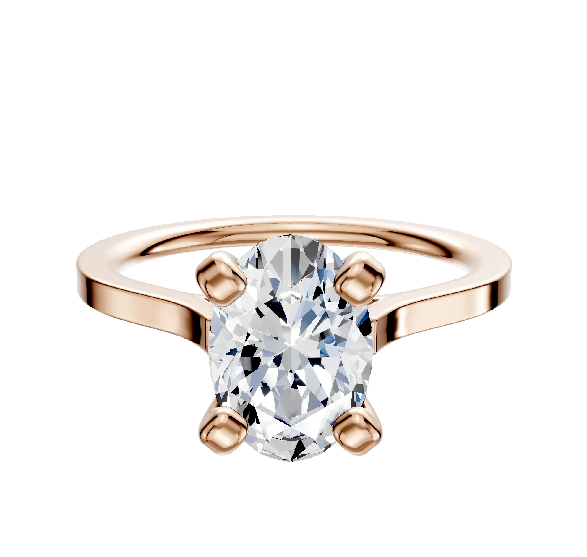 18K Rose Gold 4 Prong Cathedral Flat 1.5mm Engagement Ring