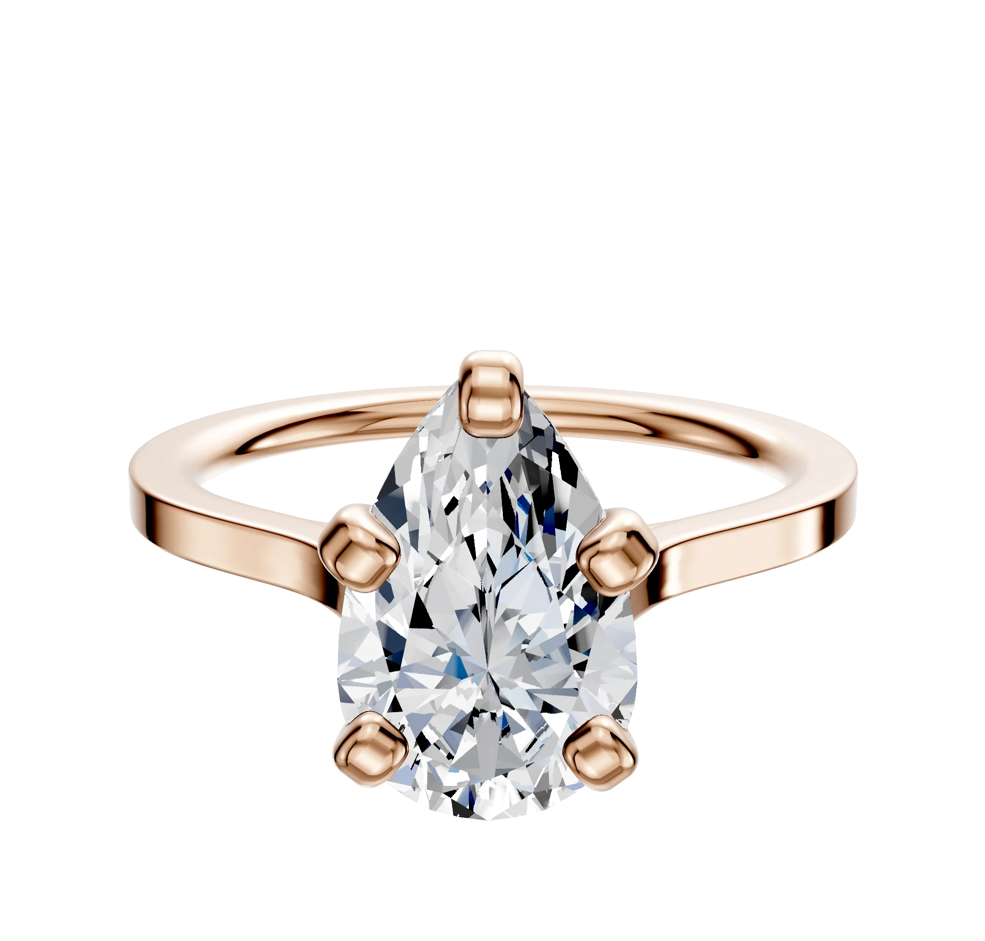 18K Rose Gold 4 Prong Cathedral Flat 1.5mm Engagement Ring
