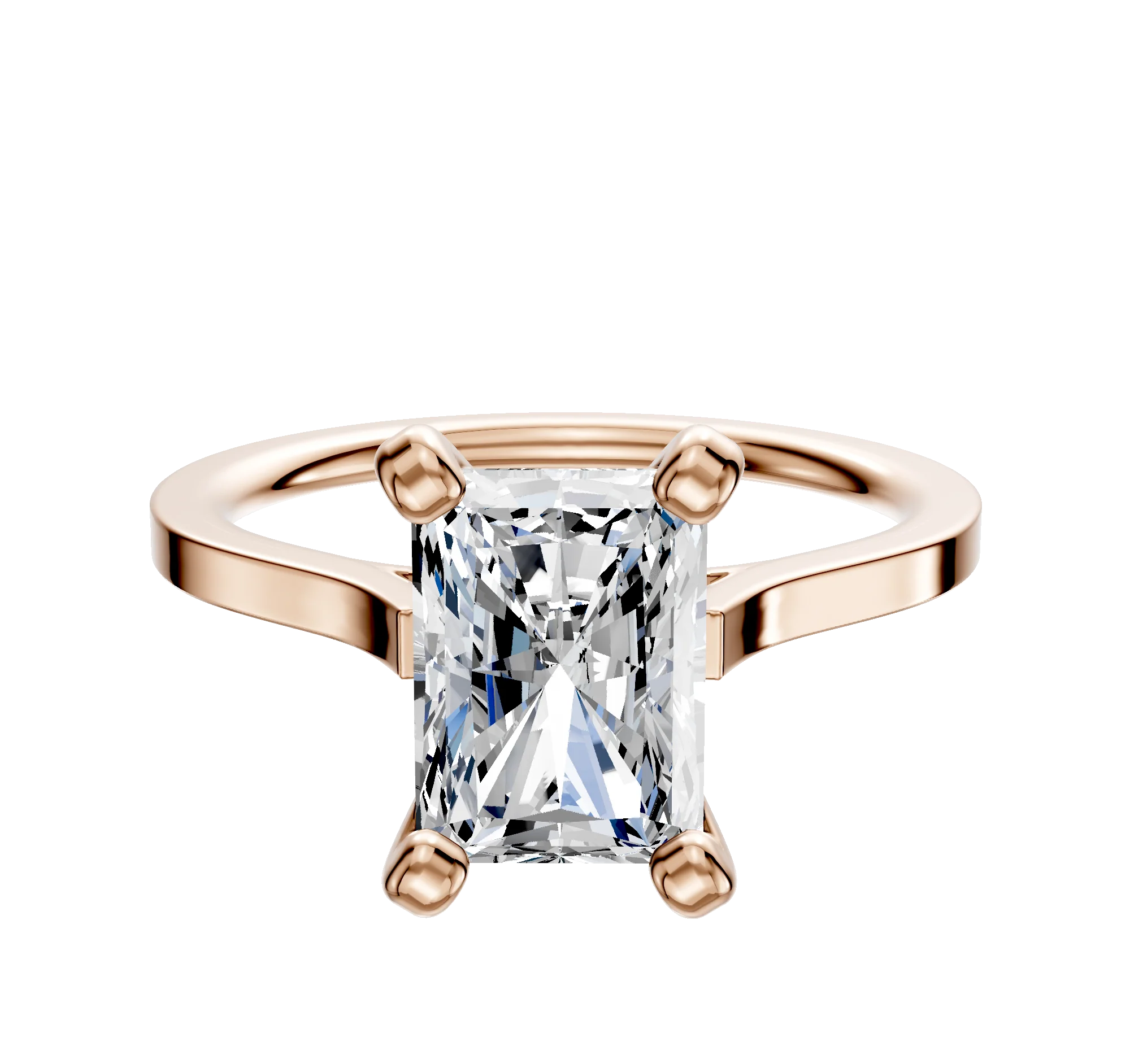 18K Rose Gold 4 Prong Cathedral Flat 1.5mm Engagement Ring