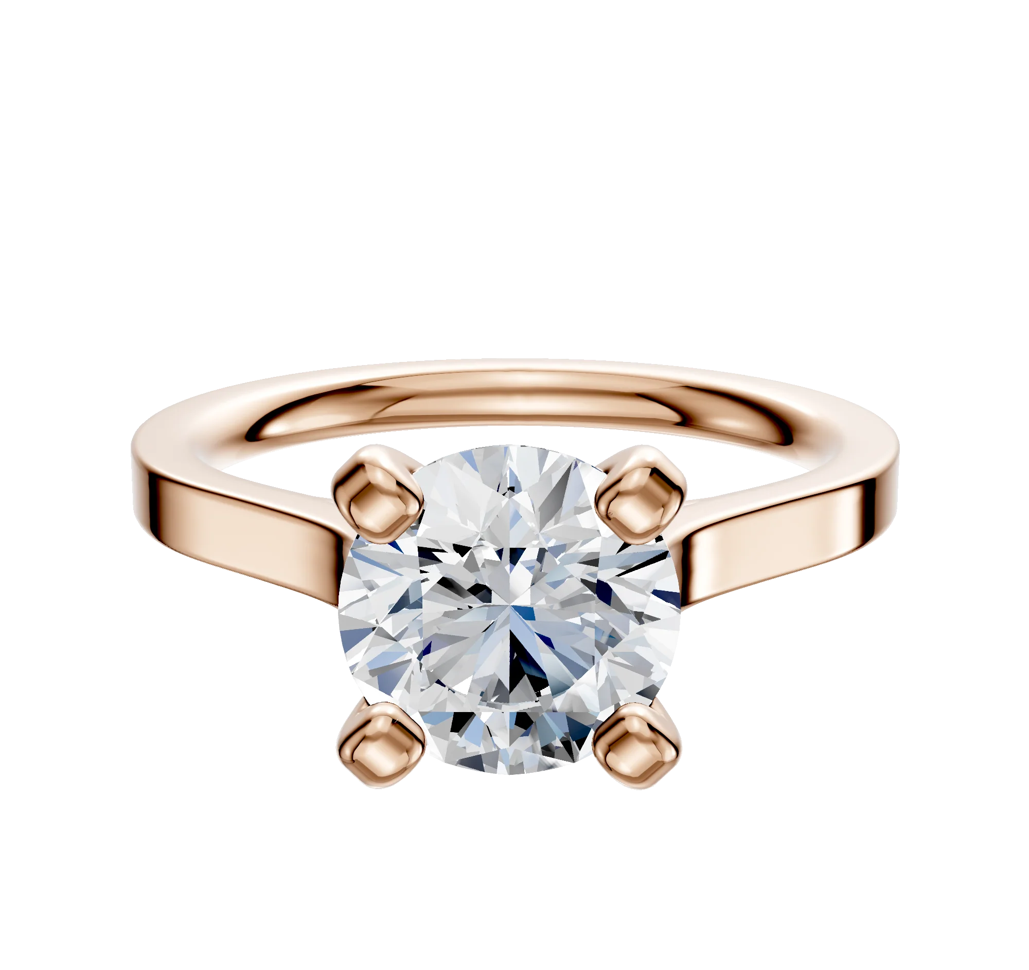 18K Rose Gold 4 Prong Cathedral Flat 2.0mm Engagement Ring