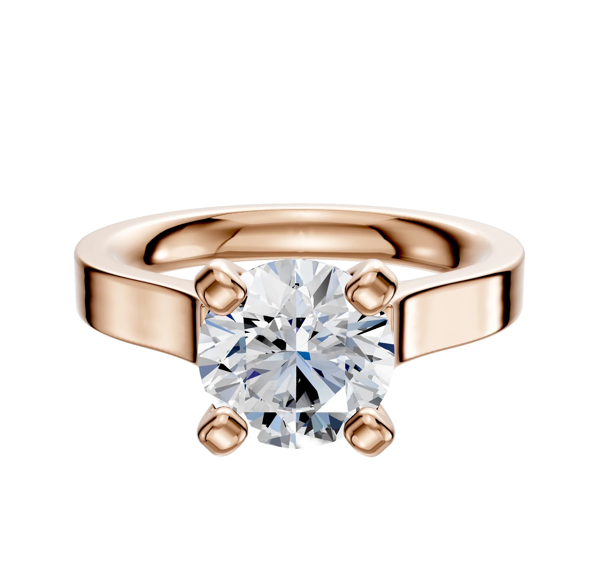 18K Rose Gold 4 Prong Cathedral Flat 3.0mm Engagement Ring