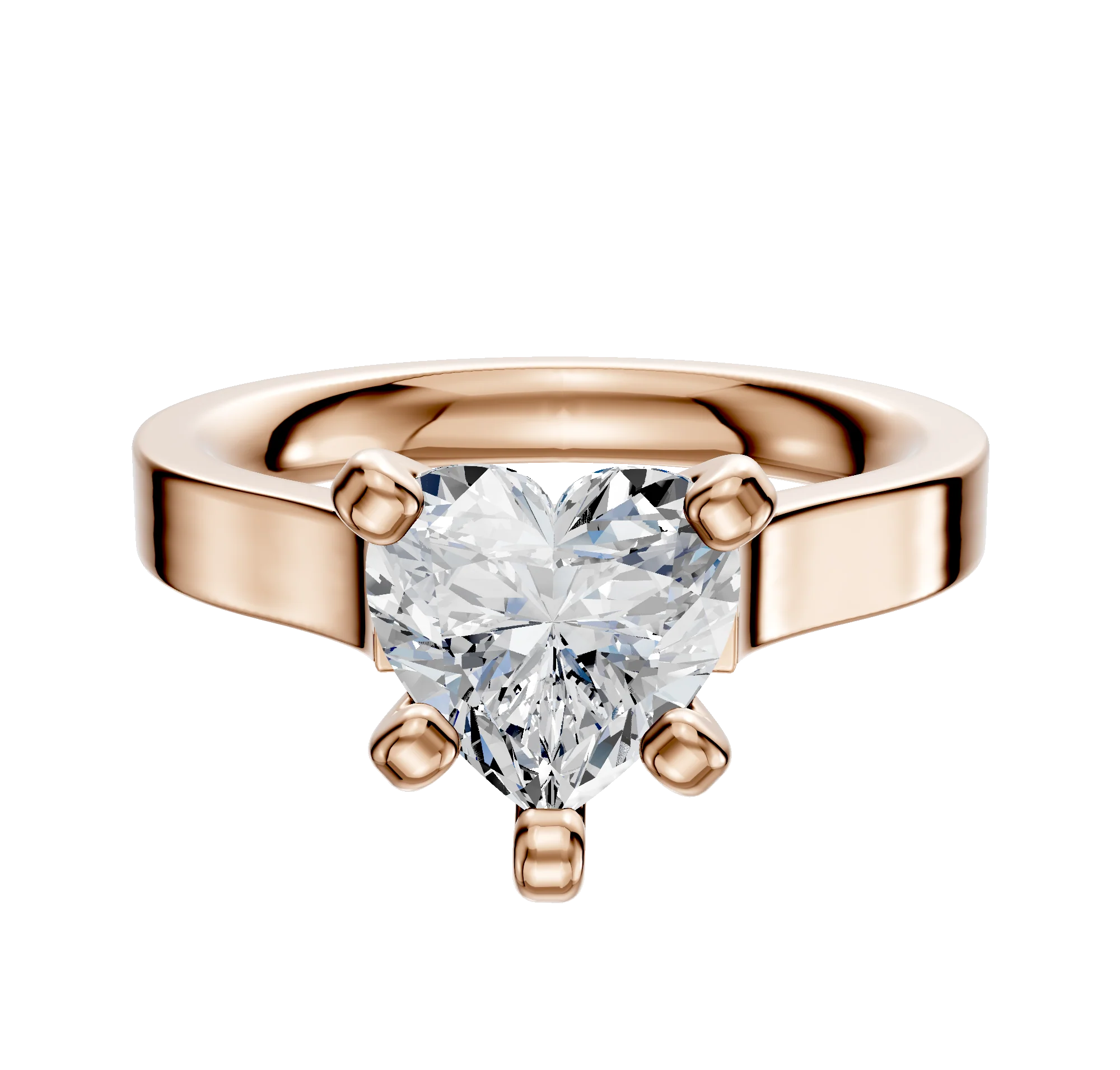 18K Rose Gold 4 Prong Cathedral Flat 3.0mm Engagement Ring