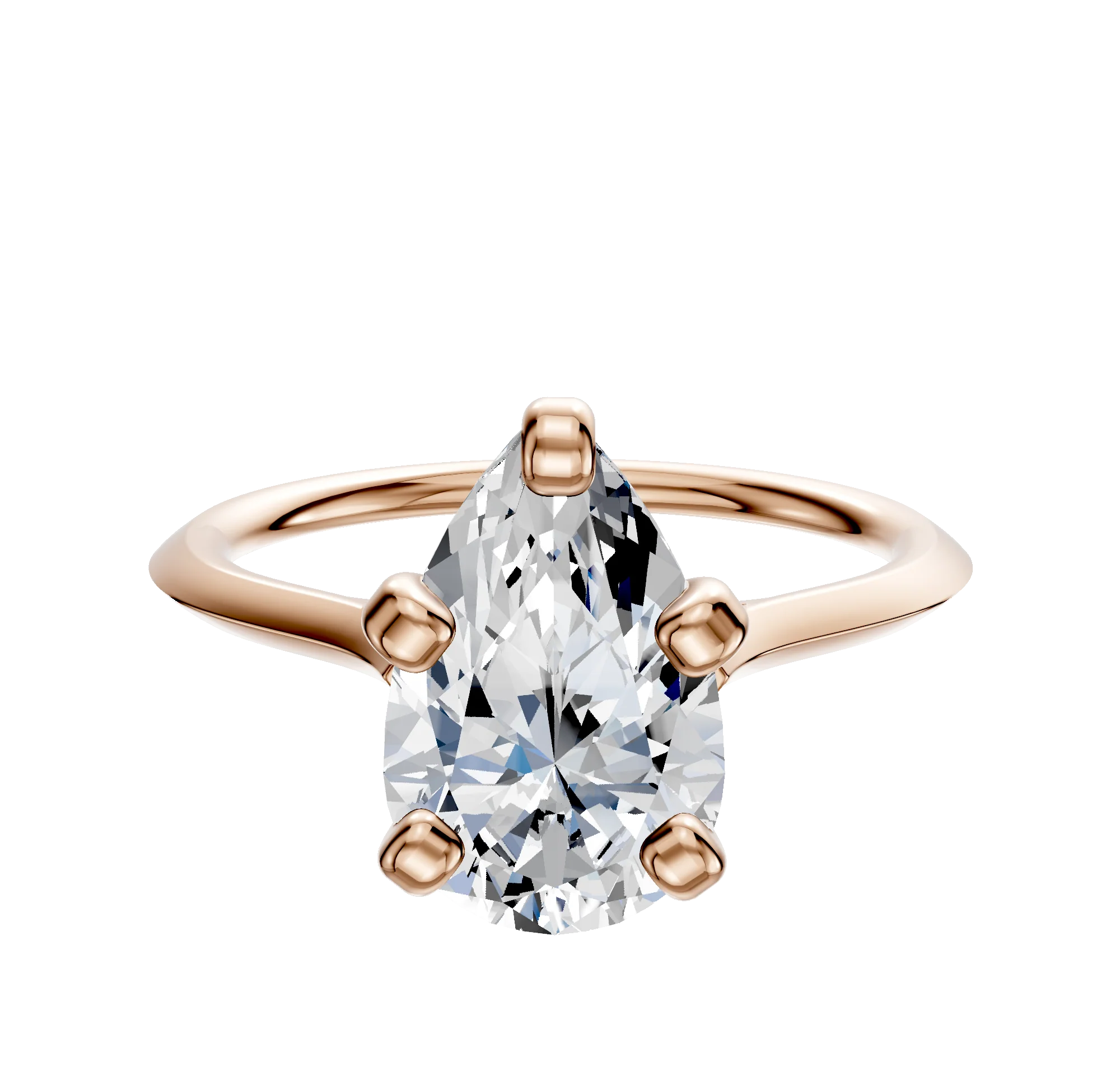 18K Rose Gold 4 Prong Cathedral Knife Edge 1.5mm Engagement Ring