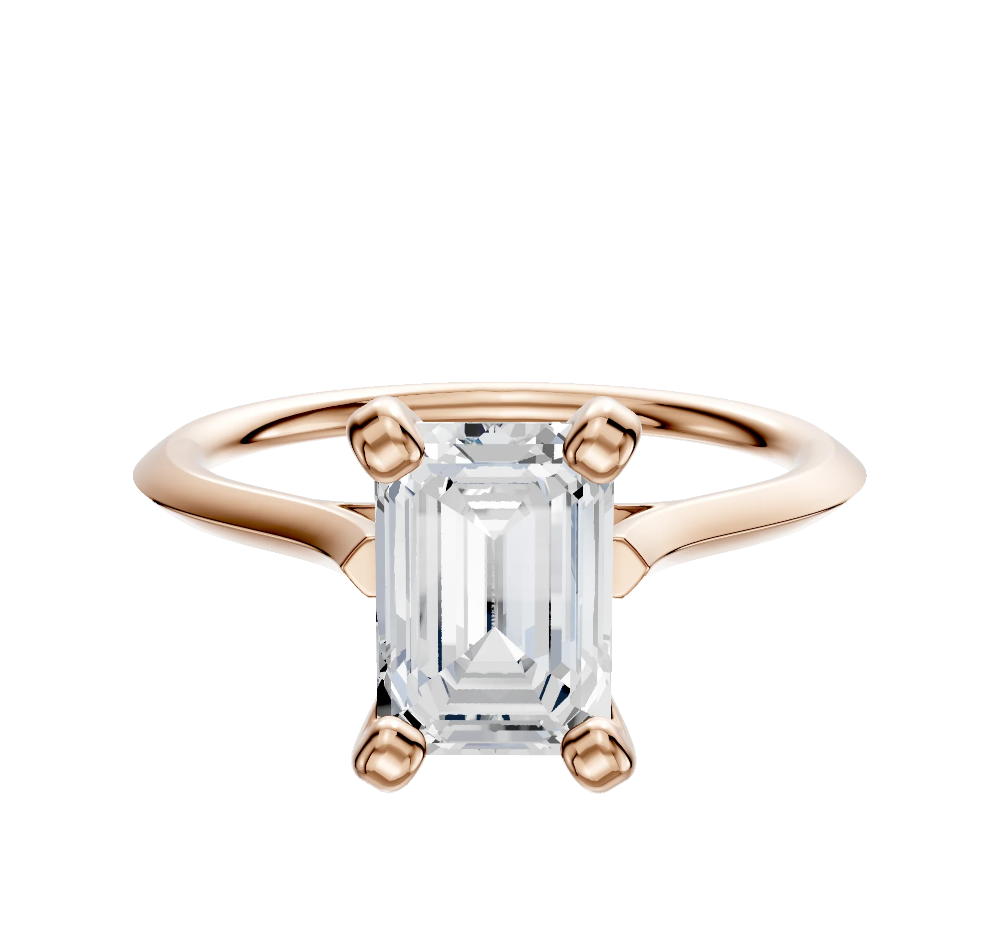 18K Rose Gold 4 Prong Cathedral Knife Edge 1.5mm Engagement Ring