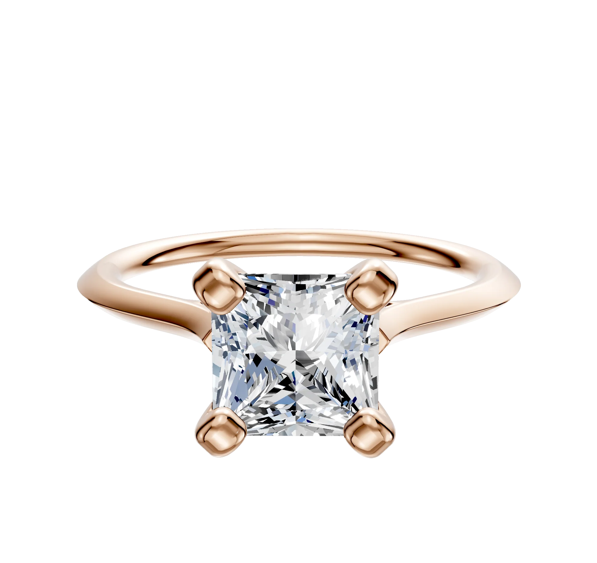18K Rose Gold 4 Prong Cathedral Knife Edge 1.5mm Engagement Ring