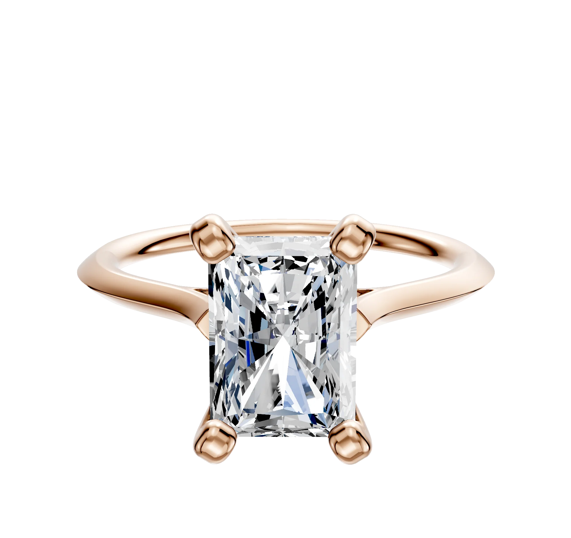 18K Rose Gold 4 Prong Cathedral Knife Edge 1.5mm Engagement Ring