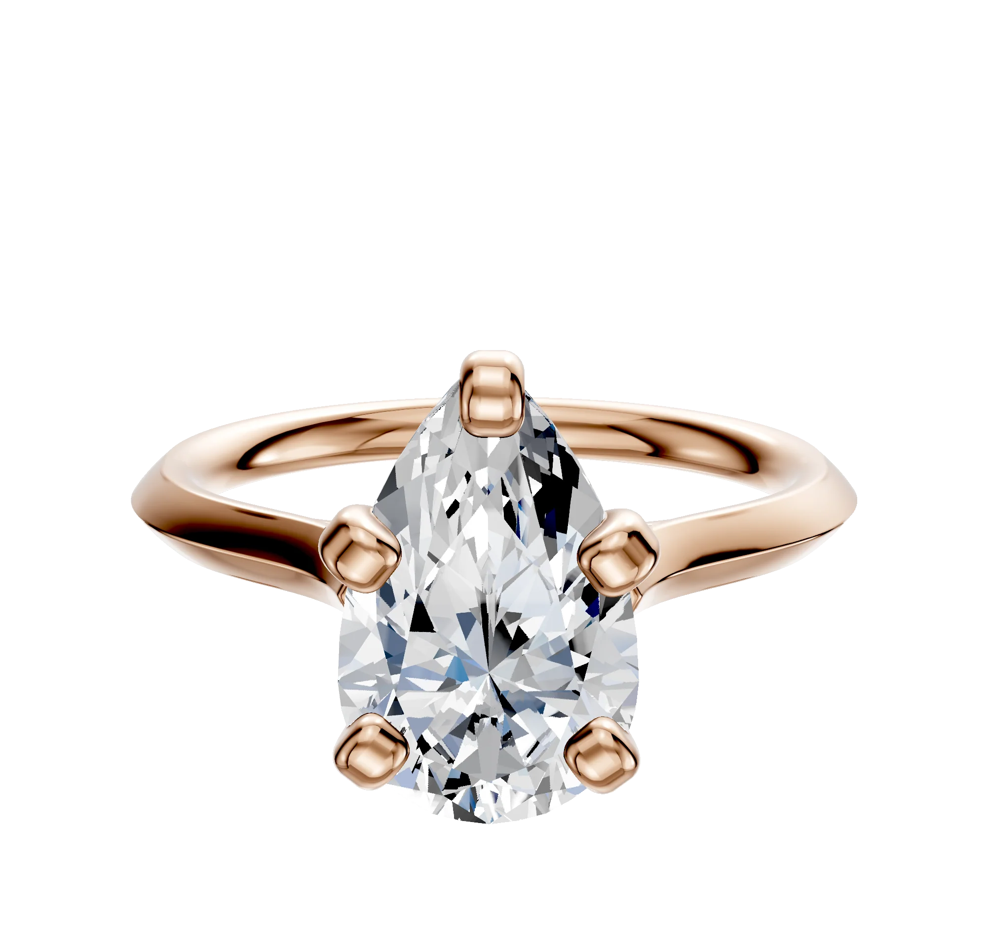 18K Rose Gold 4 Prong Cathedral Knife Edge 2.0mm Engagement Ring