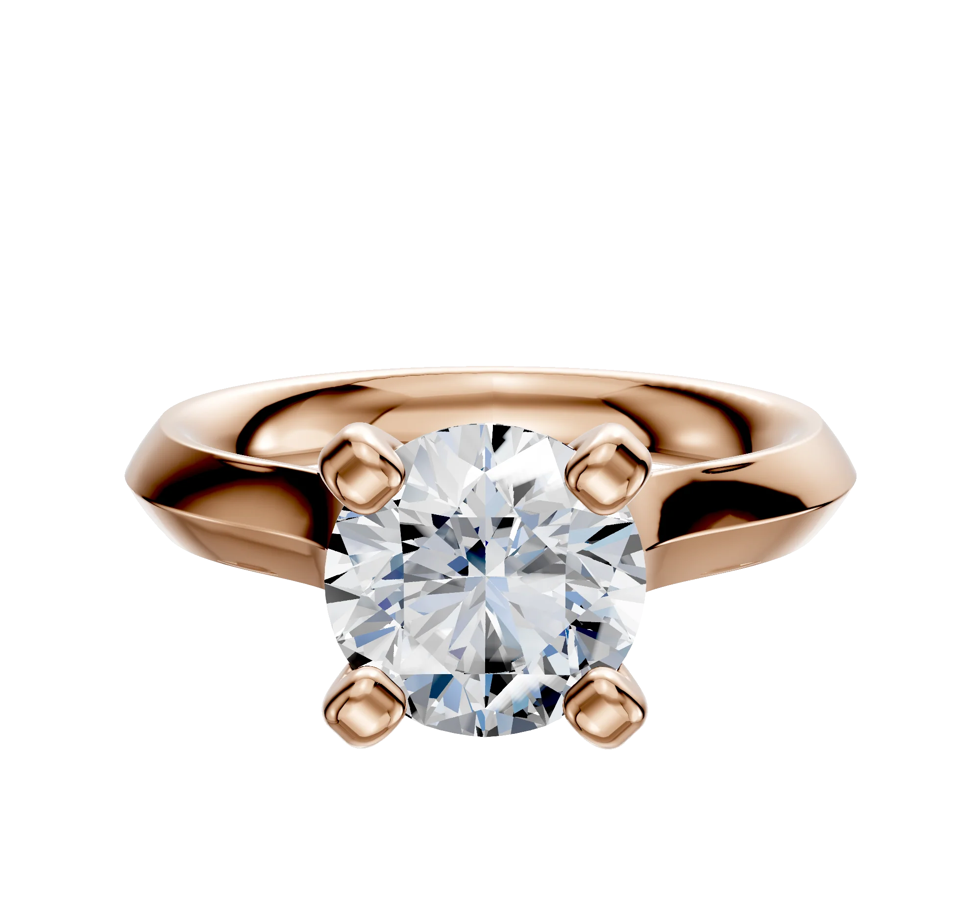 18K Rose Gold 4 Prong Cathedral Knife Edge 3.0mm Engagement Ring