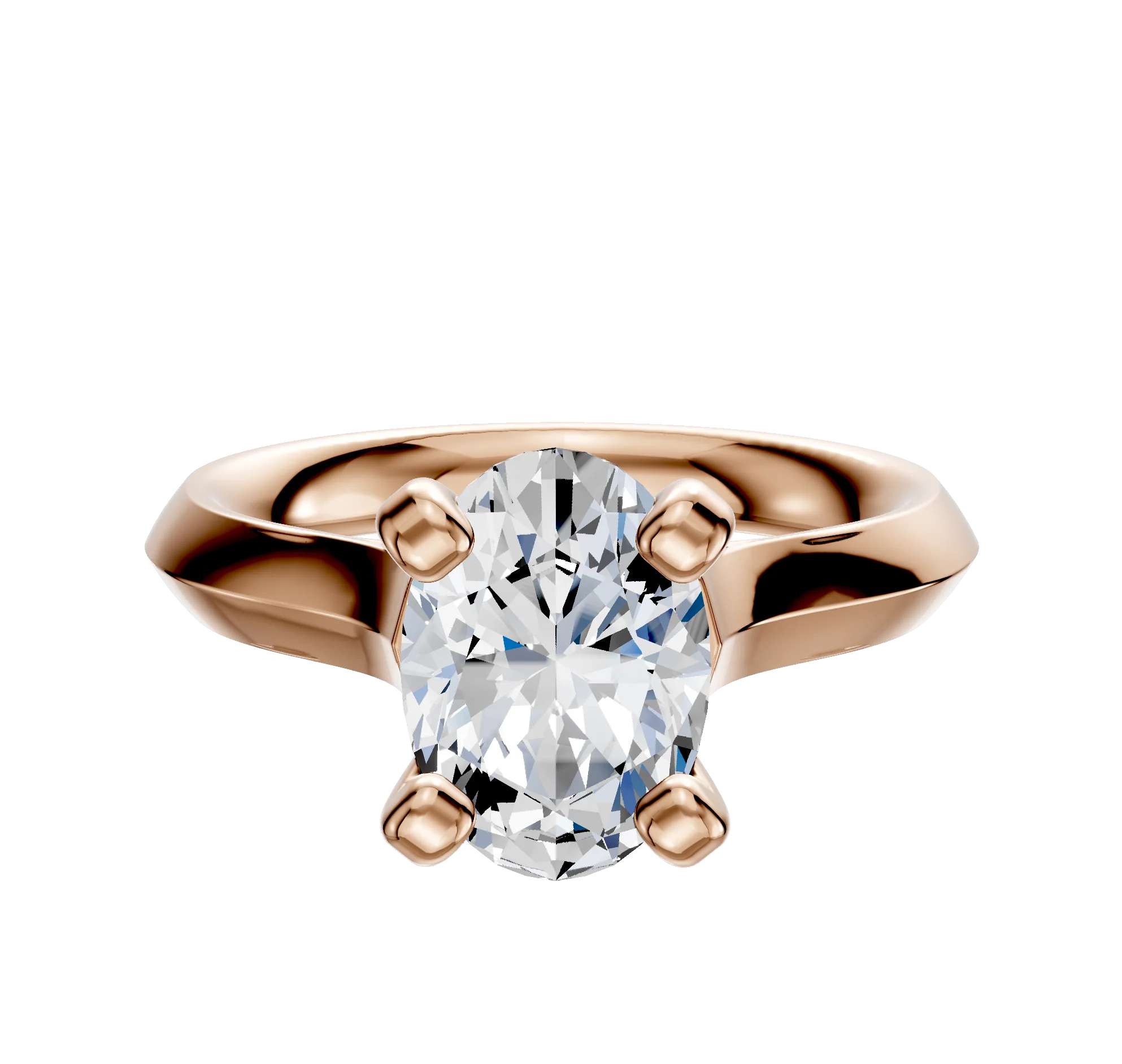 18K Rose Gold 4 Prong Cathedral Knife Edge 3.0mm Engagement Ring