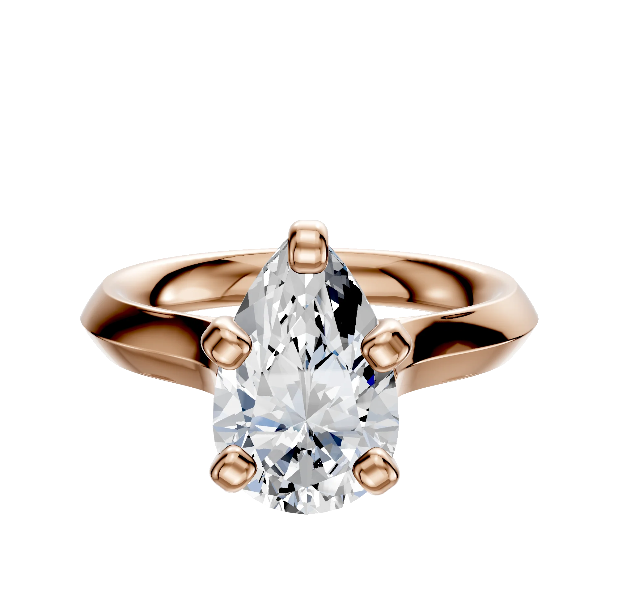 18K Rose Gold 4 Prong Cathedral Knife Edge 3.0mm Engagement Ring