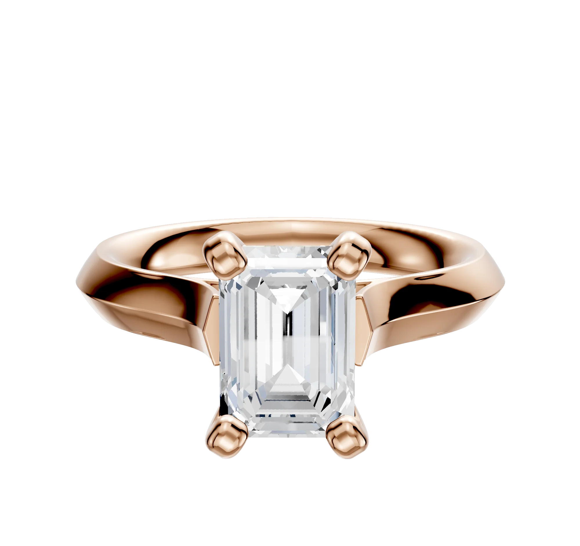 18K Rose Gold 4 Prong Cathedral Knife Edge 3.0mm Engagement Ring