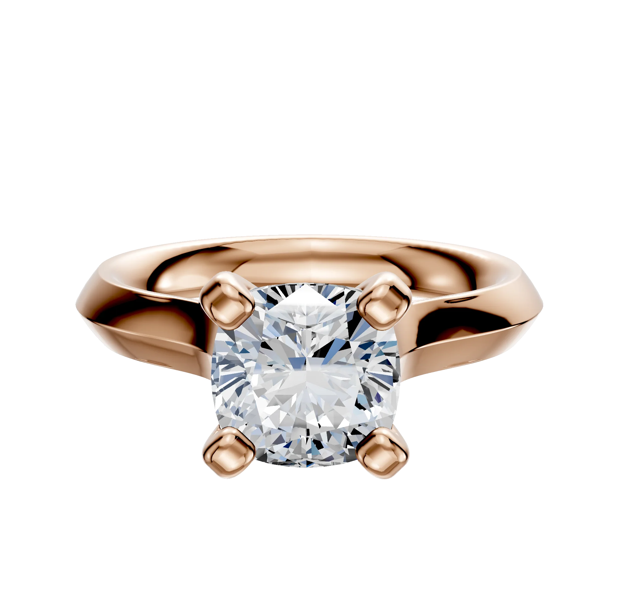 18K Rose Gold 4 Prong Cathedral Knife Edge 3.0mm Engagement Ring