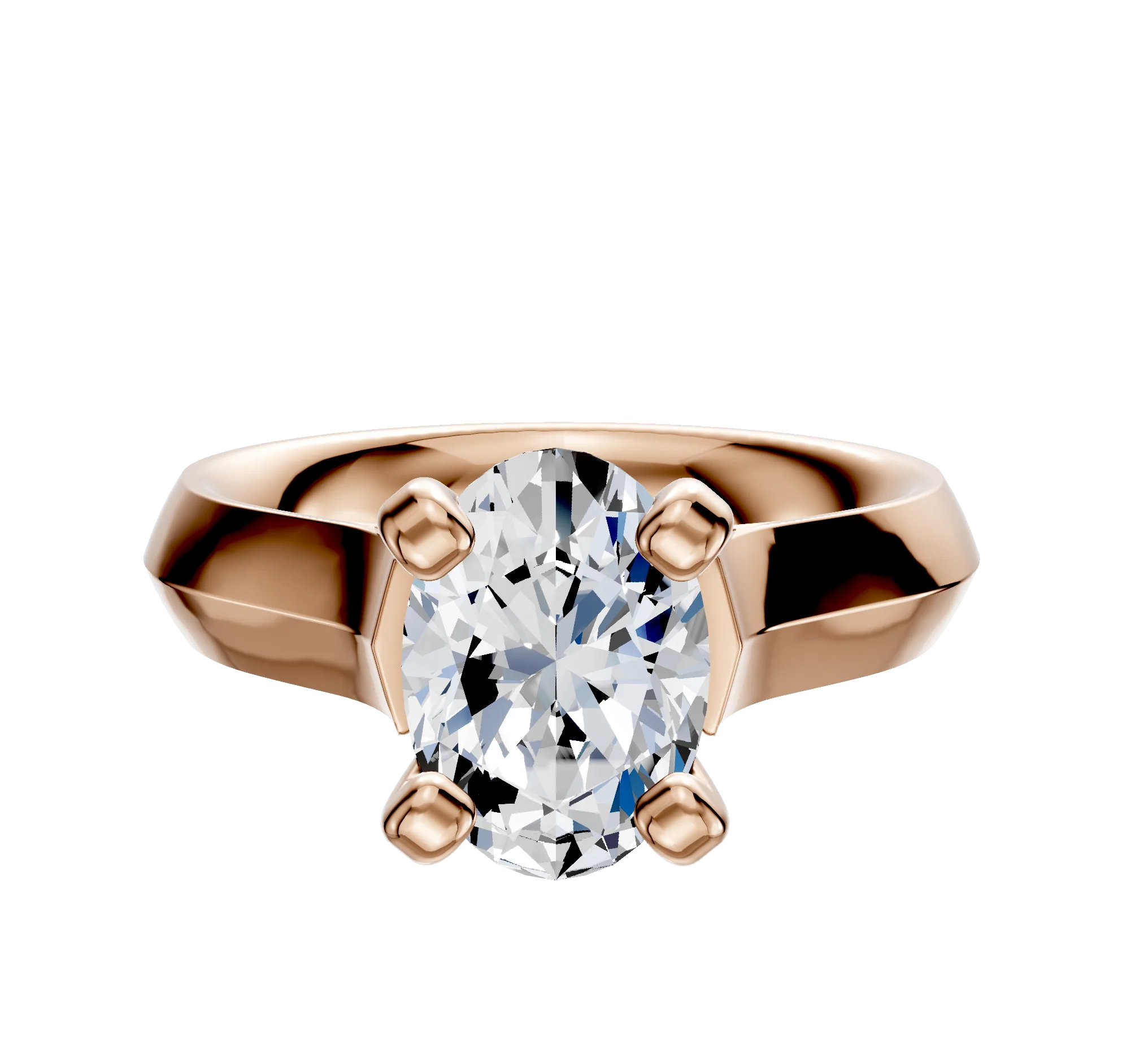 18K Rose Gold 4 Prong Cathedral Knife Edge 4.0mm Engagement Ring