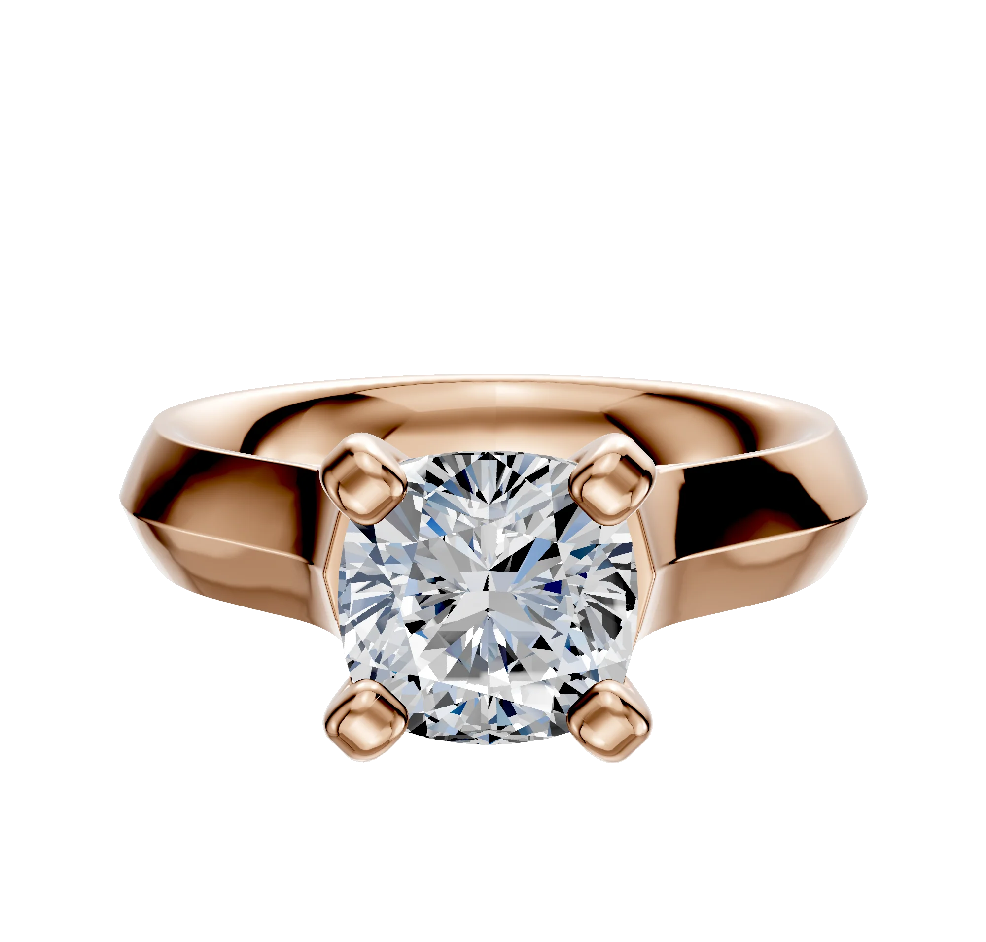 18K Rose Gold 4 Prong Cathedral Knife Edge 4.0mm Engagement Ring
