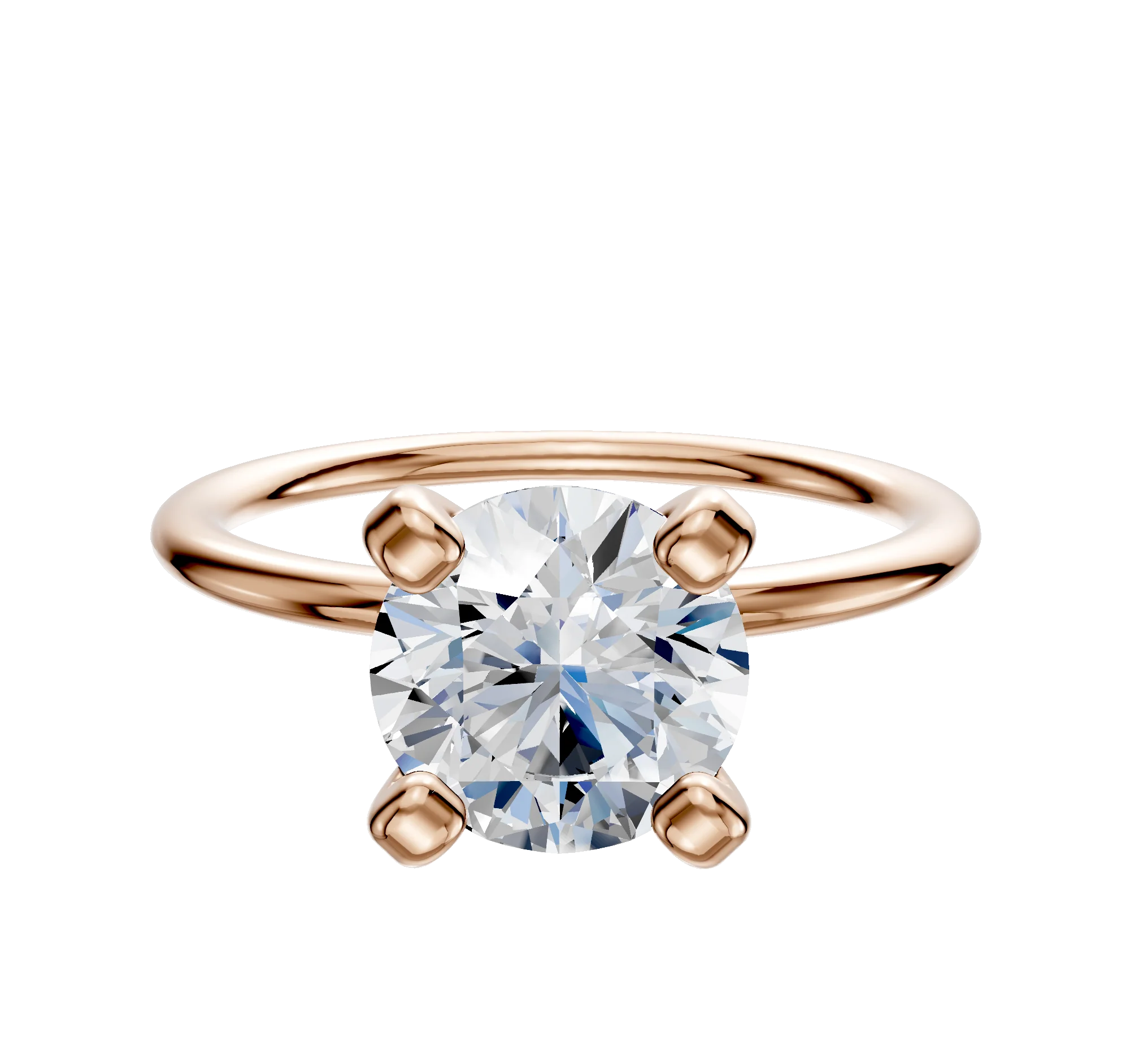 18K Rose Gold 4 Prong Classic Dome 1.5mm Engagement Ring
