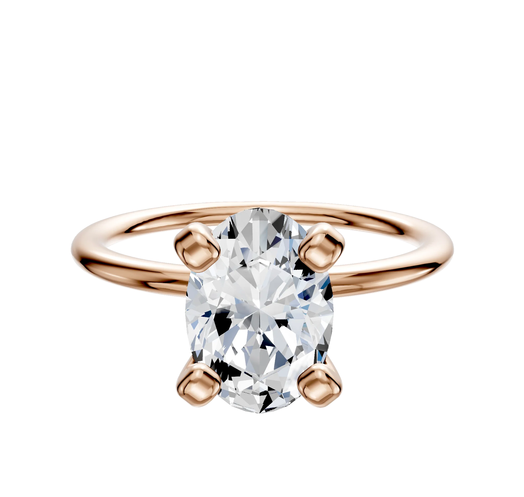 18K Rose Gold 4 Prong Classic Dome 1.5mm Engagement Ring