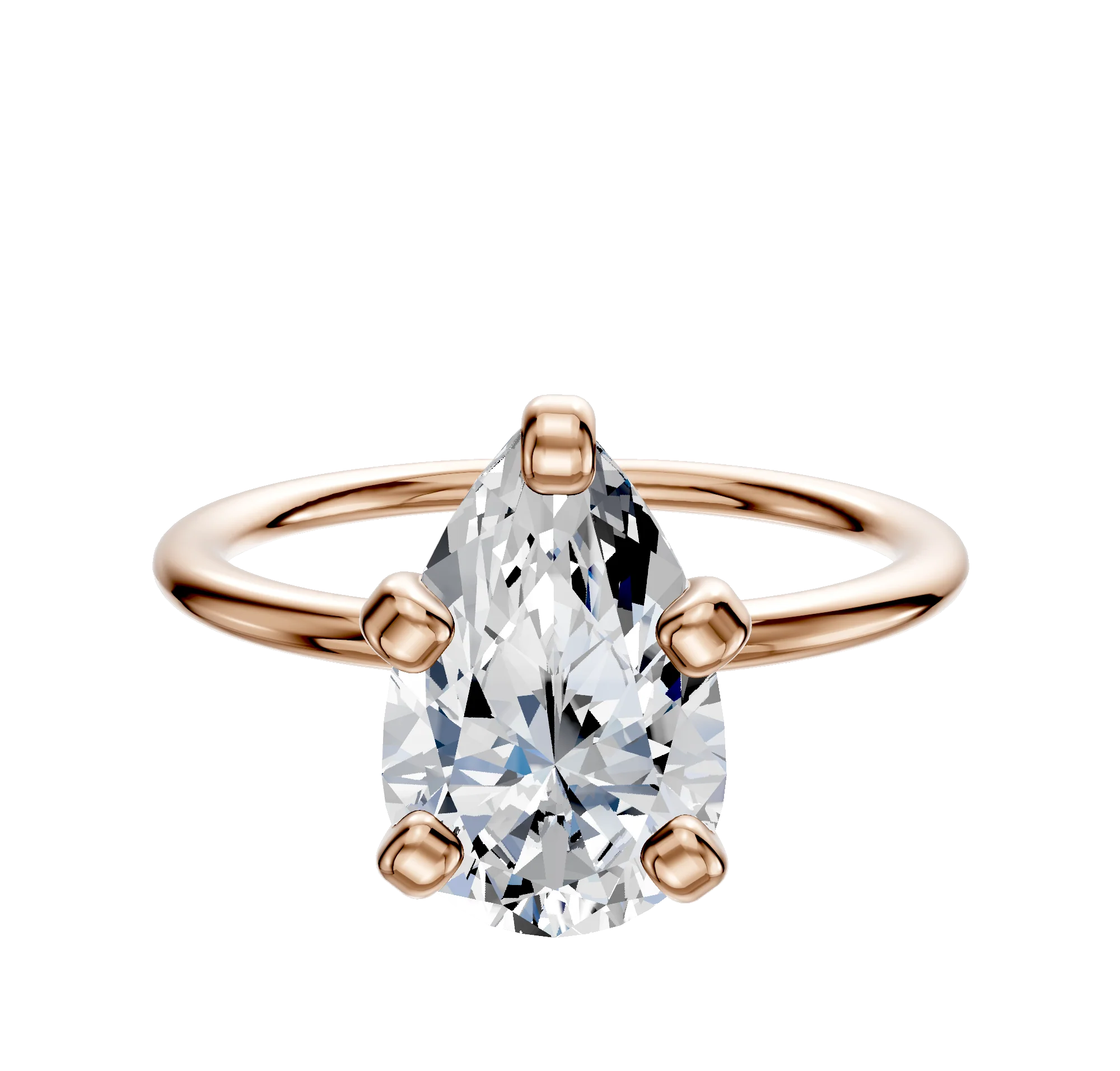 18K Rose Gold 4 Prong Classic Dome 1.5mm Engagement Ring