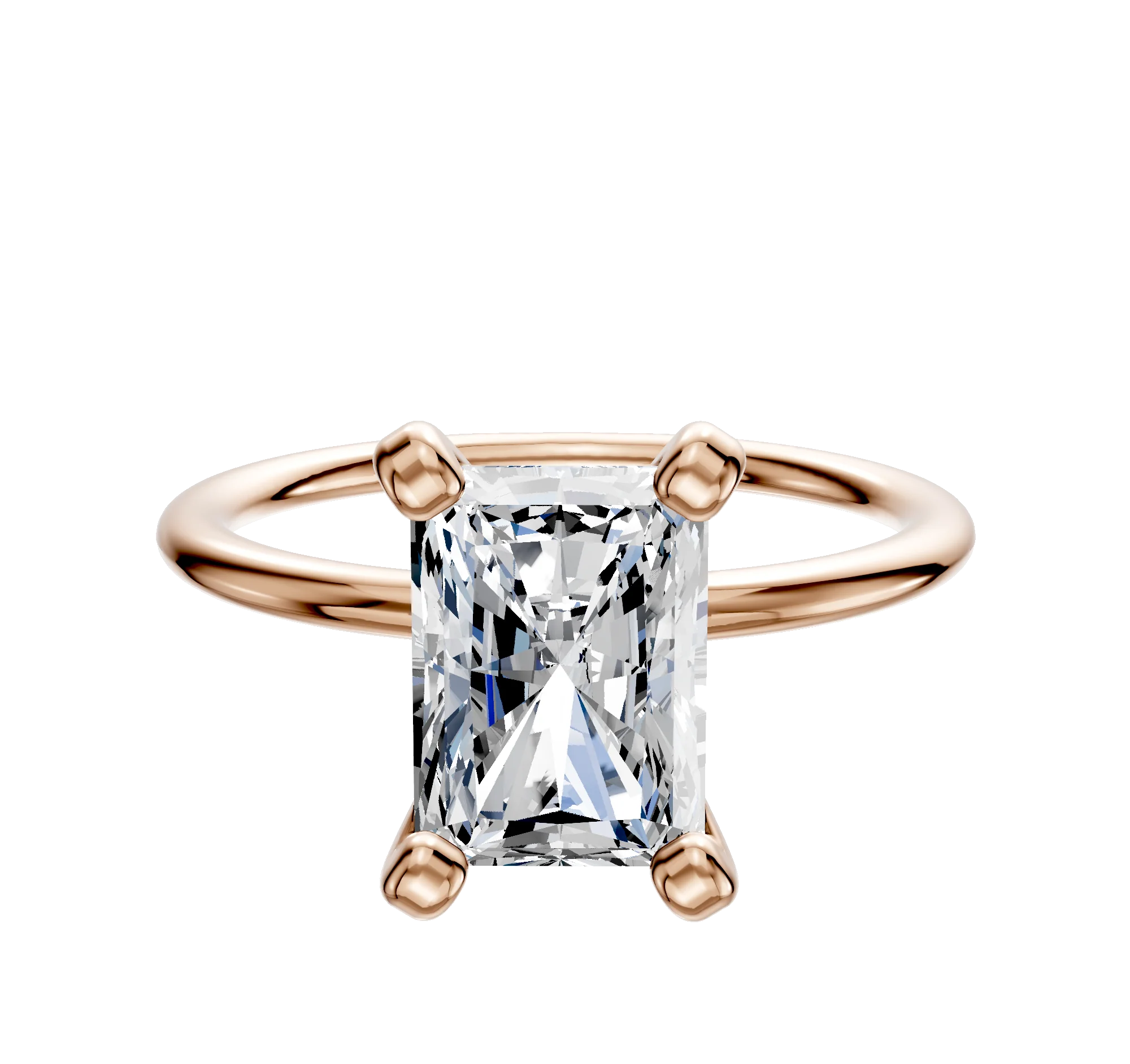 18K Rose Gold 4 Prong Classic Dome 1.5mm Engagement Ring