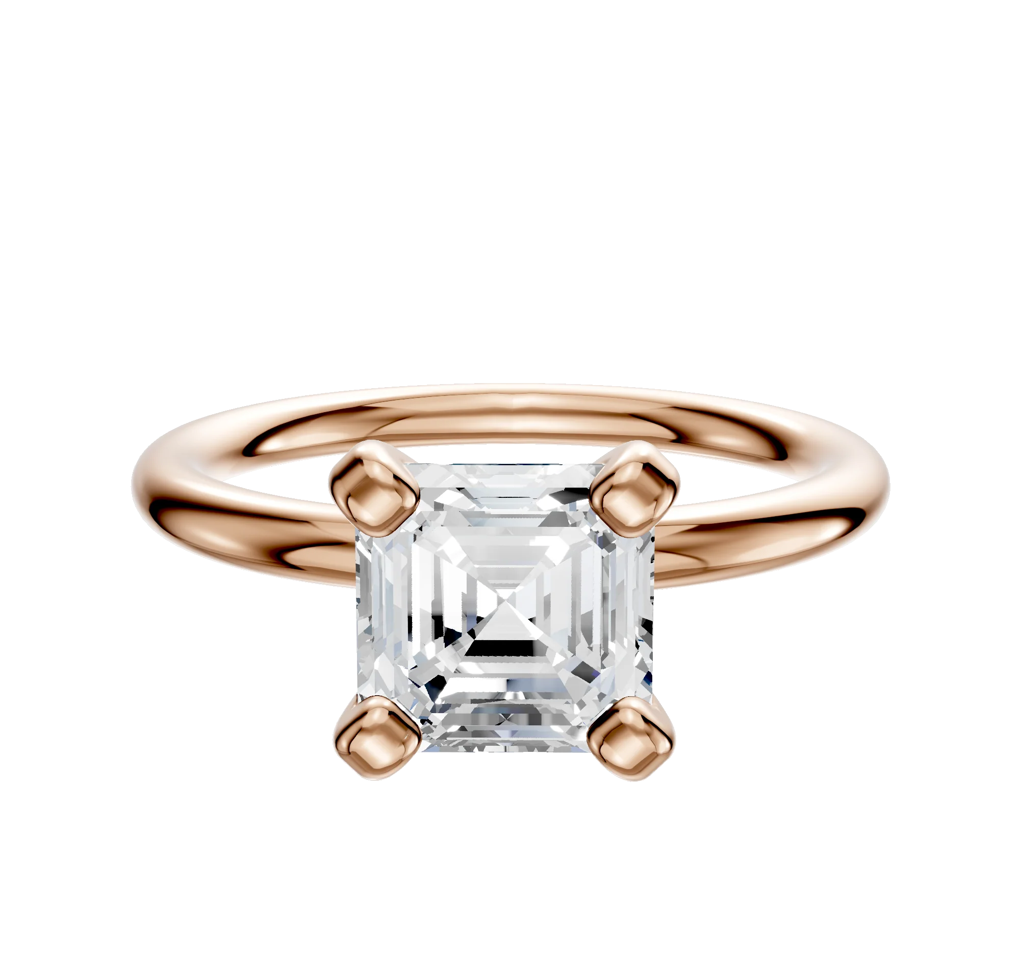 18K Rose Gold 4 Prong Classic Dome 2.0mm Engagement Ring
