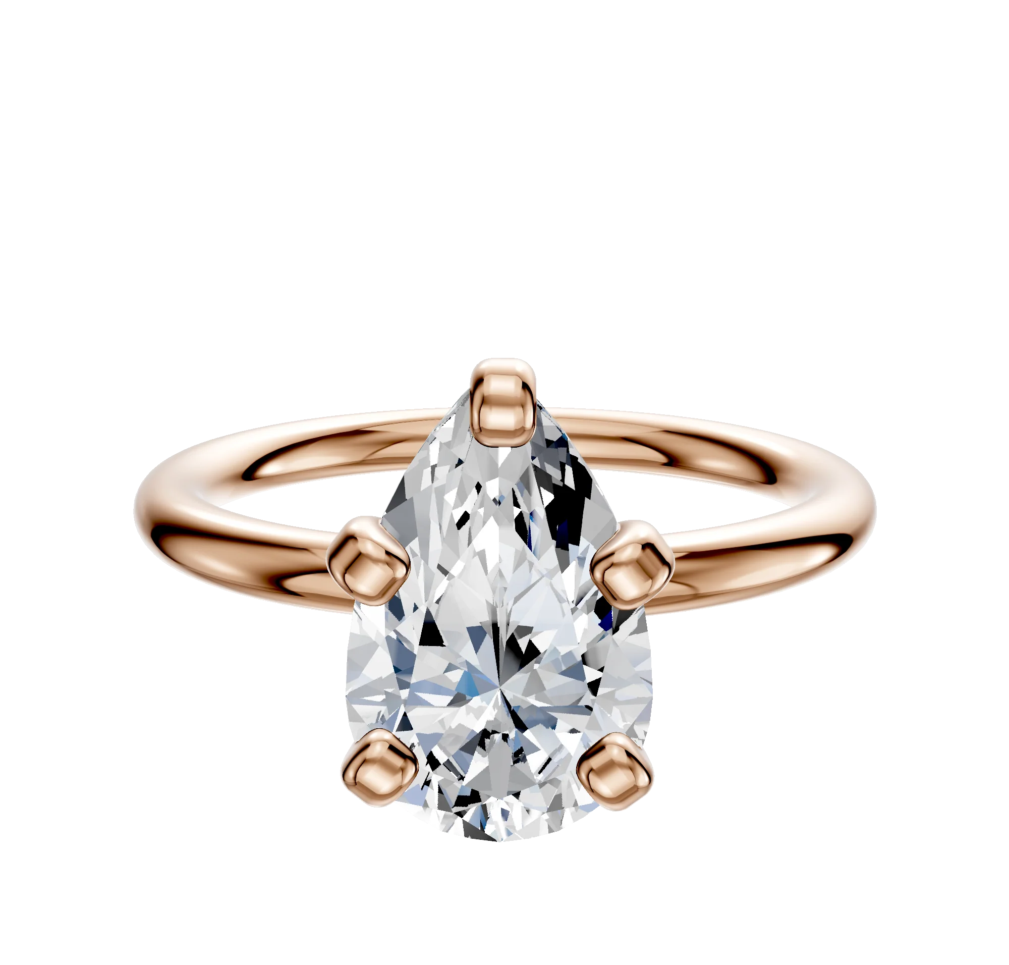 18K Rose Gold 4 Prong Classic Dome 2.0mm Engagement Ring