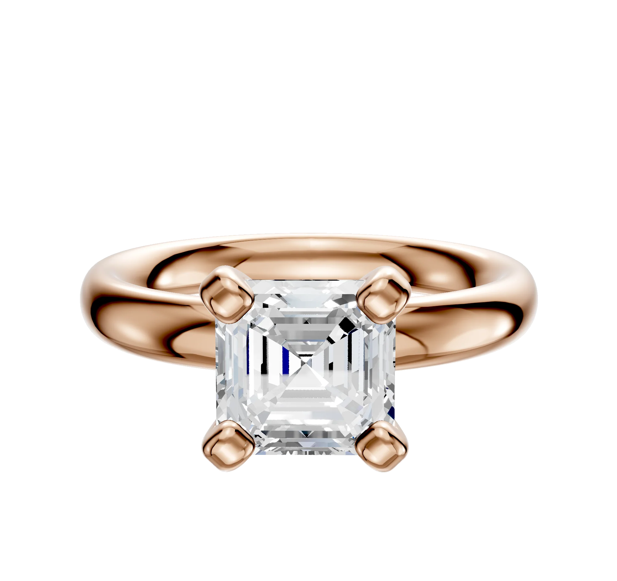 18K Rose Gold 4 Prong Classic Dome 3.0mm Engagement Ring