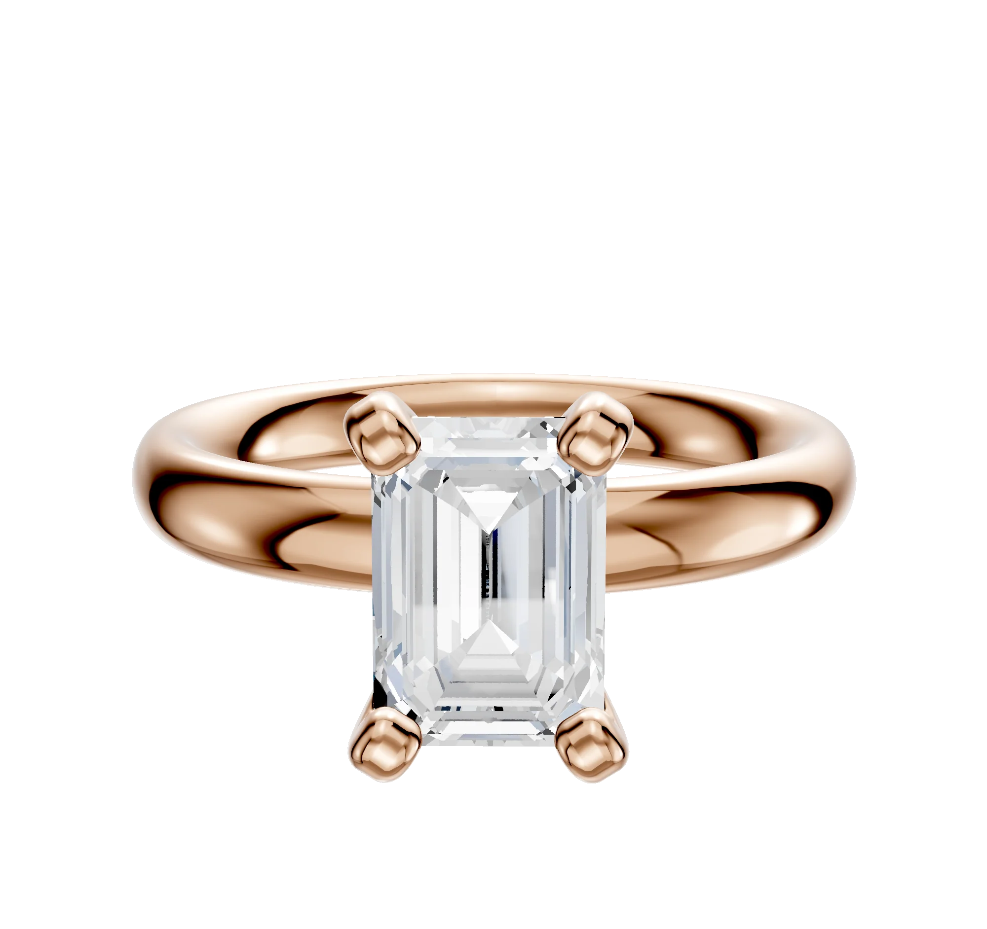 18K Rose Gold 4 Prong Classic Dome 3.0mm Engagement Ring