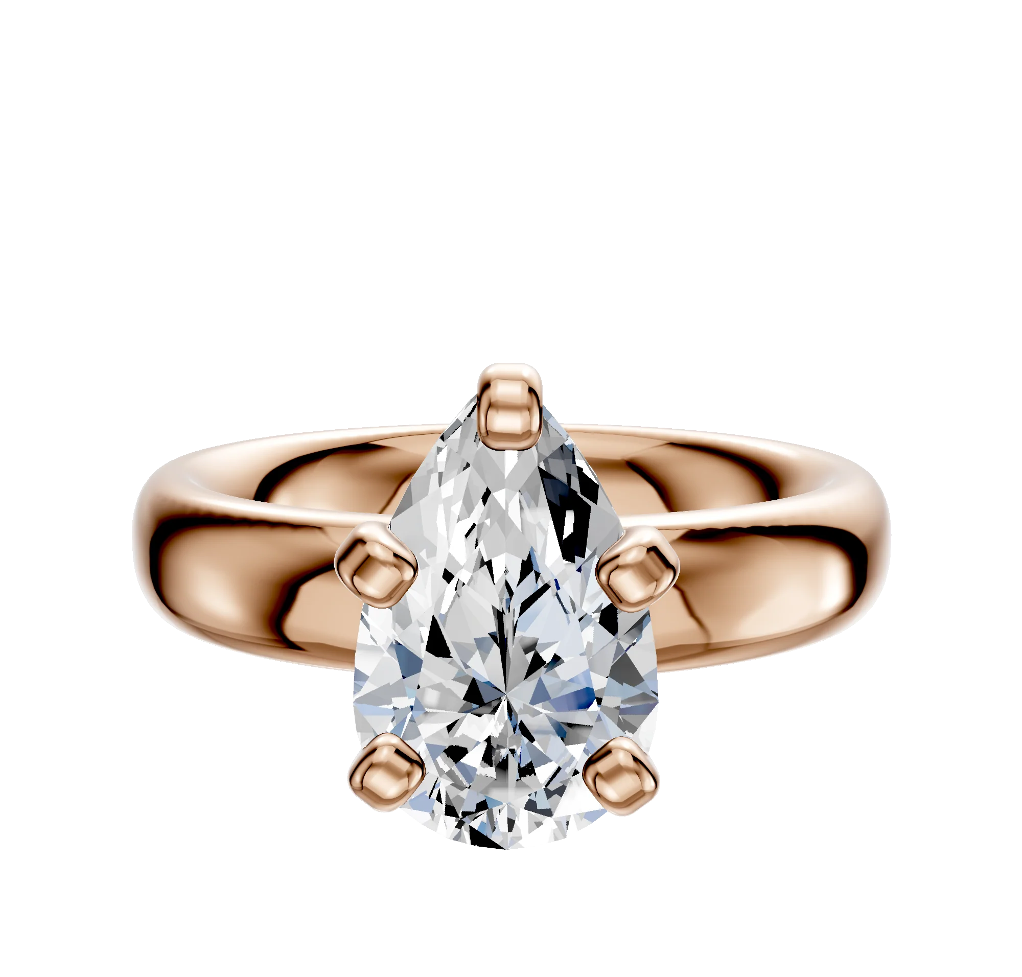 18K Rose Gold 4 Prong Classic Dome 4.0mm Engagement Ring
