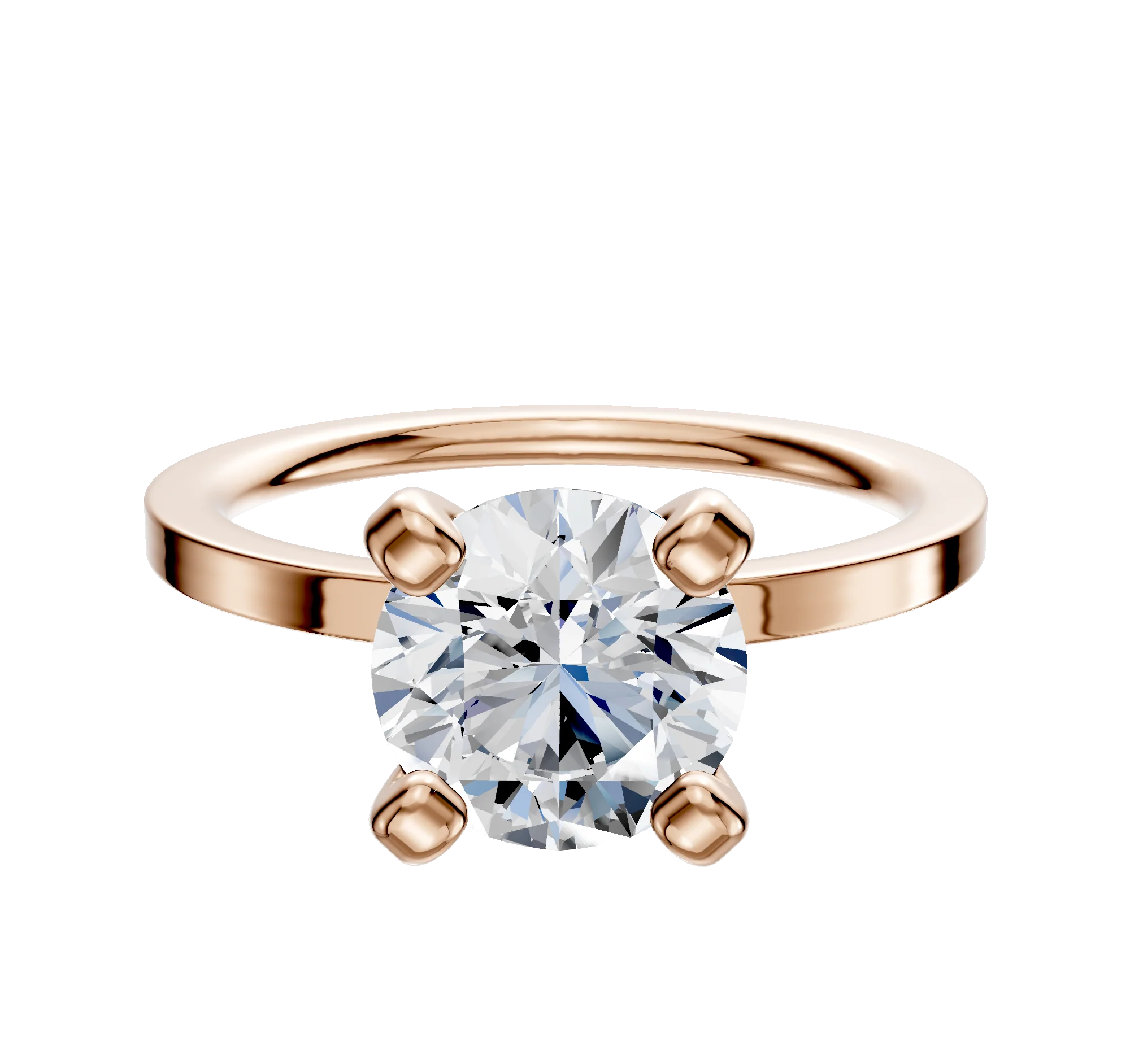 18K Rose Gold 4 Prong Classic Flat 1.5mm Engagement Ring